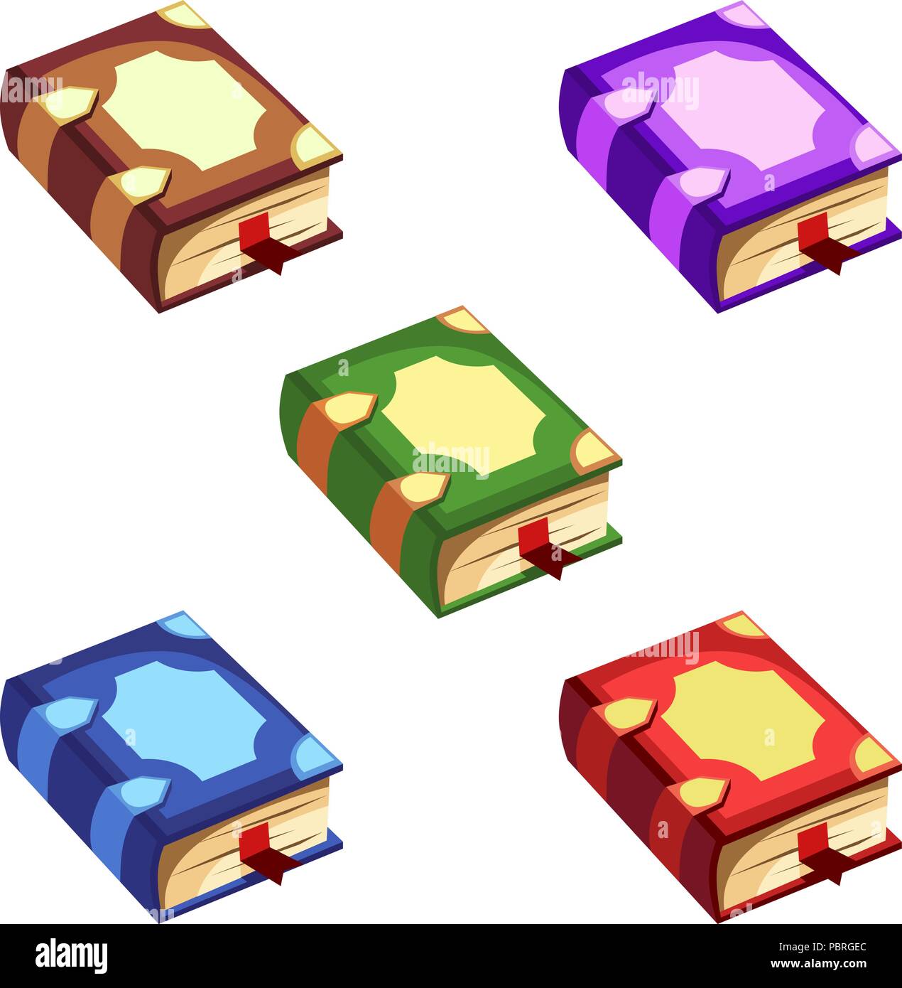 Eingestellt von Cartoon vektor Bücher in verschiedenen Farben für ein Spiel Stock Vektor