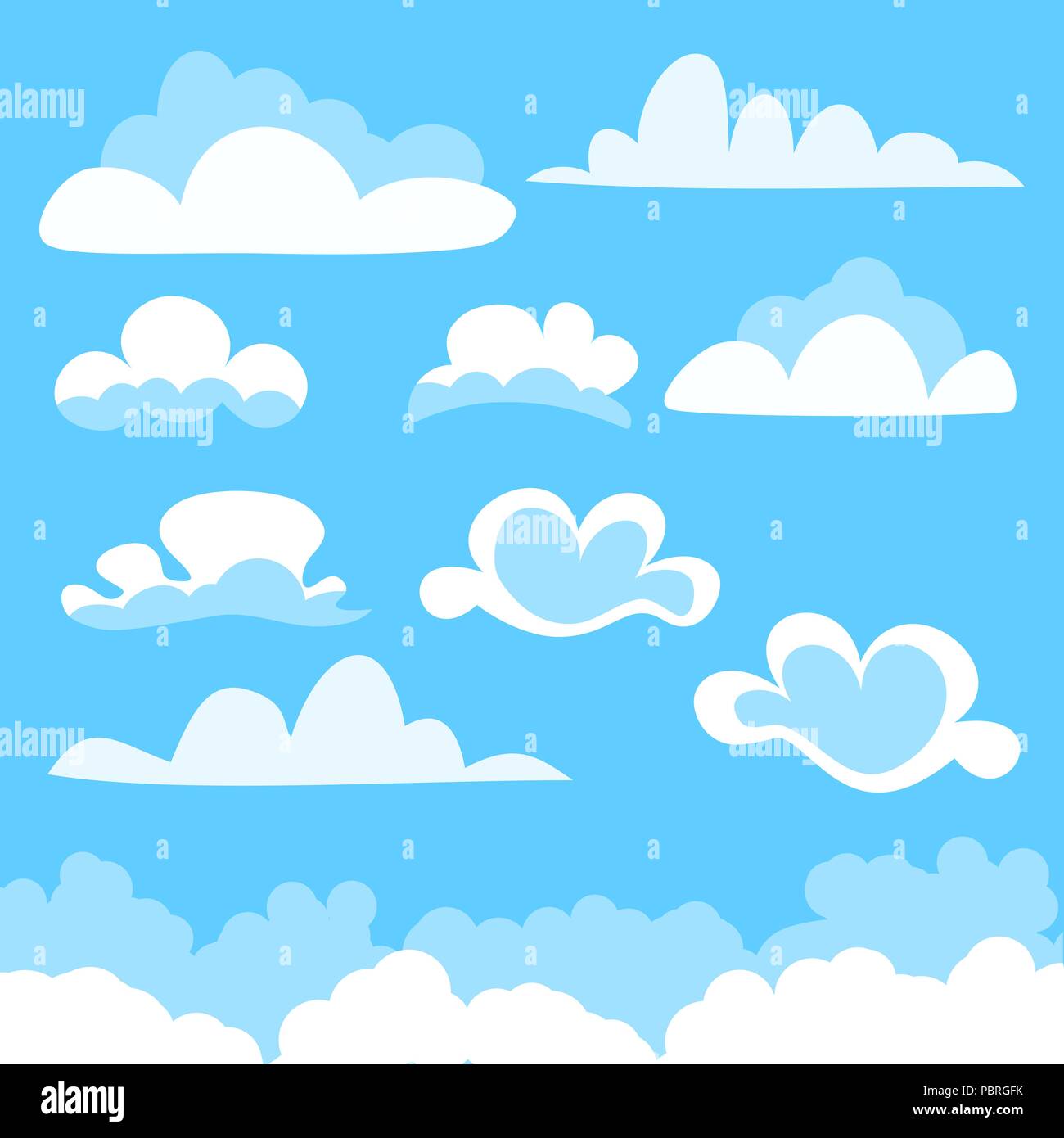 Eingestellt von Cartoon vektor Wolken von unterschiedlicher Form Stock Vektor