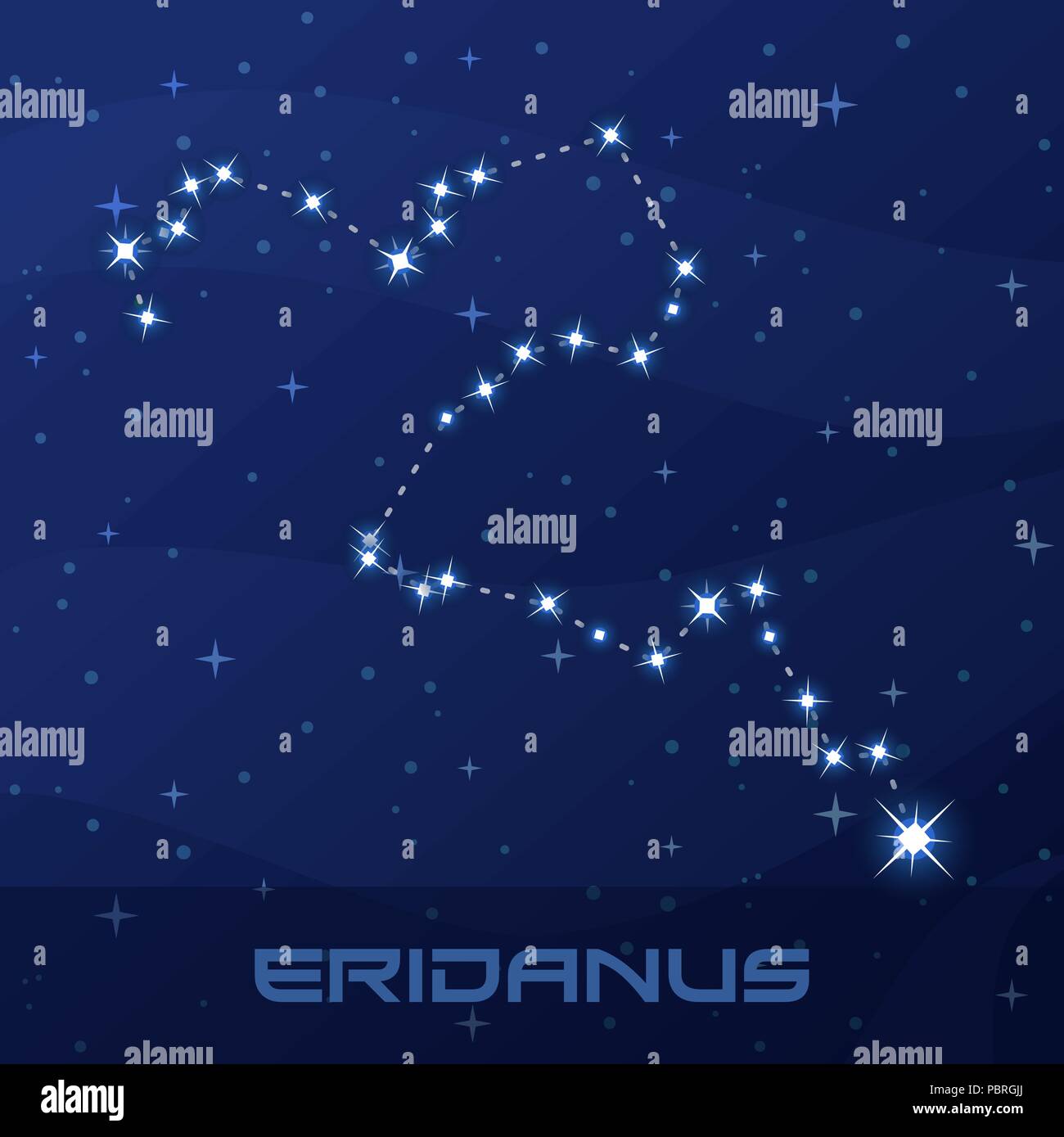 Sternbild Eridanus, Fluss, Night Star Sky Stock Vektor