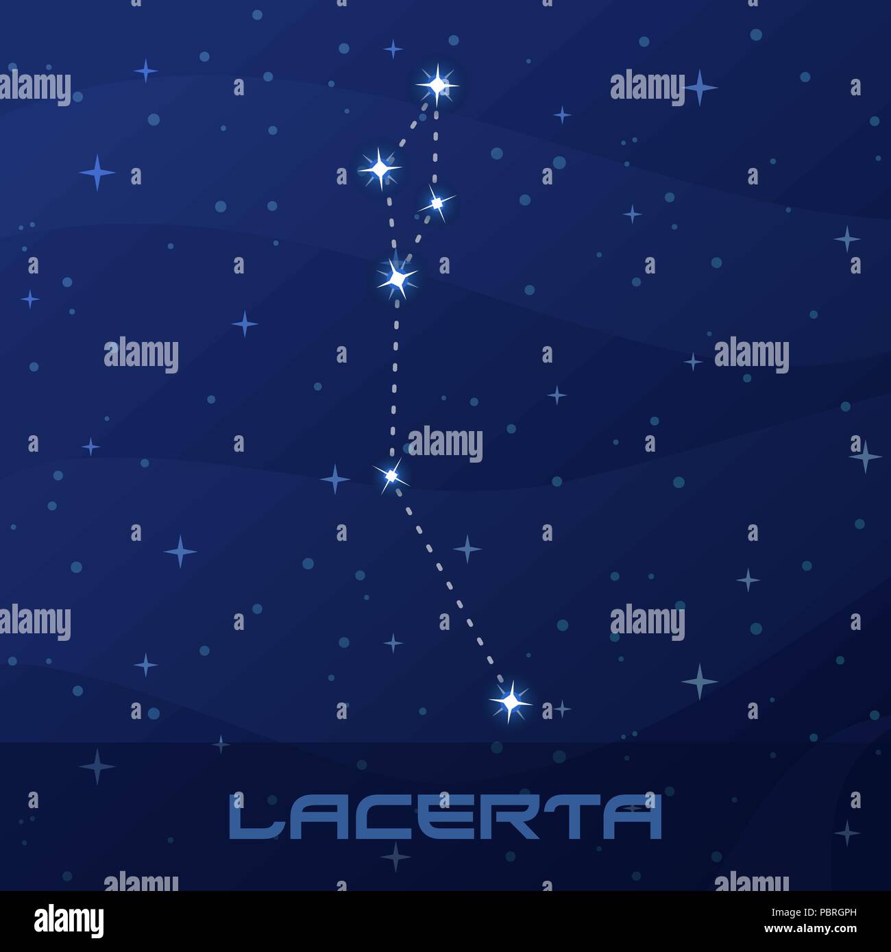 Sternbild Lacerta, Eidechse, Night Star Sky Stock Vektor