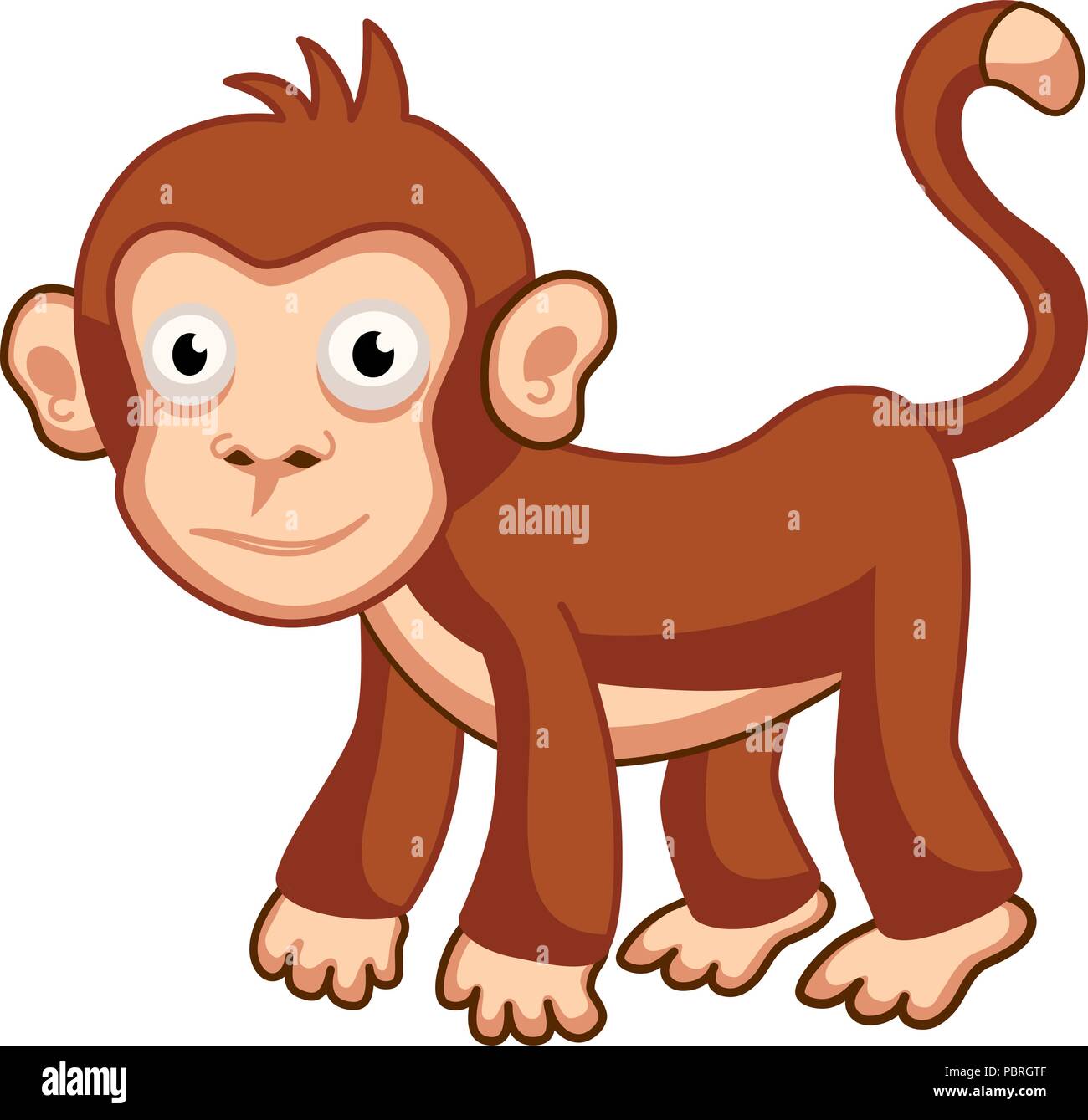 Cartoon Lächeln monkey Charakter auf vier Beinen Stock Vektor