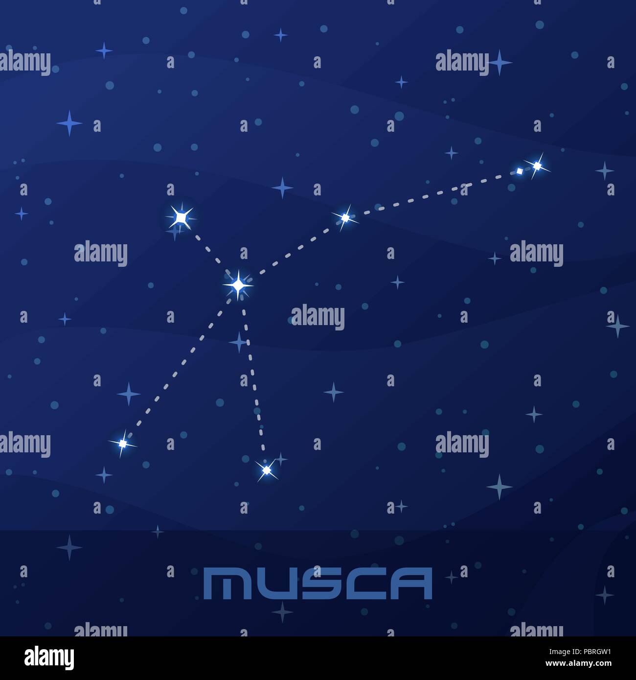 Sternbild Musca, Fliegen, Night Star Sky Stock Vektor