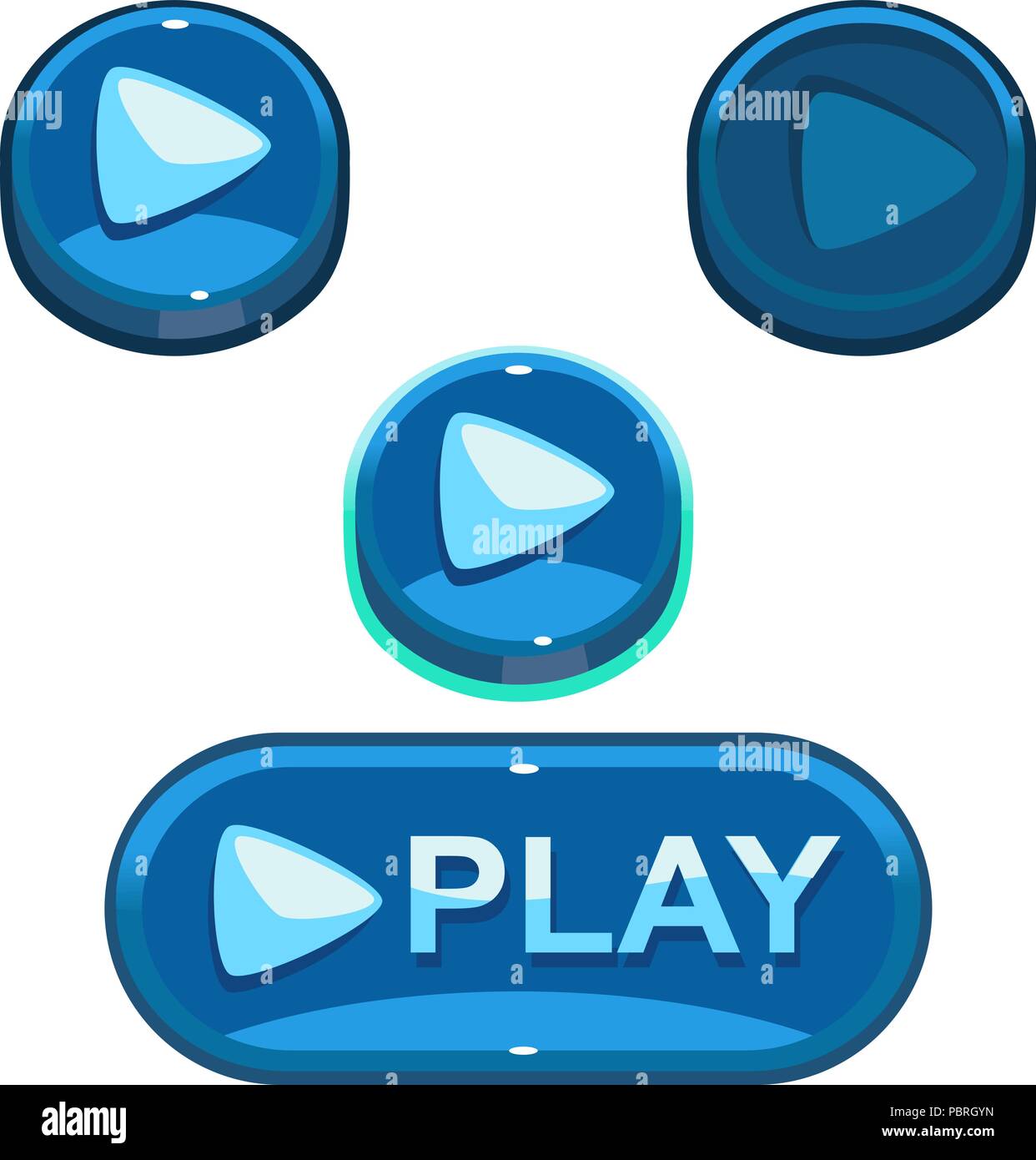 Cartoon Vektor blau Spiel Play Tasten drücken und bewegen Sie den Mauszeiger animation Staaten Stock Vektor