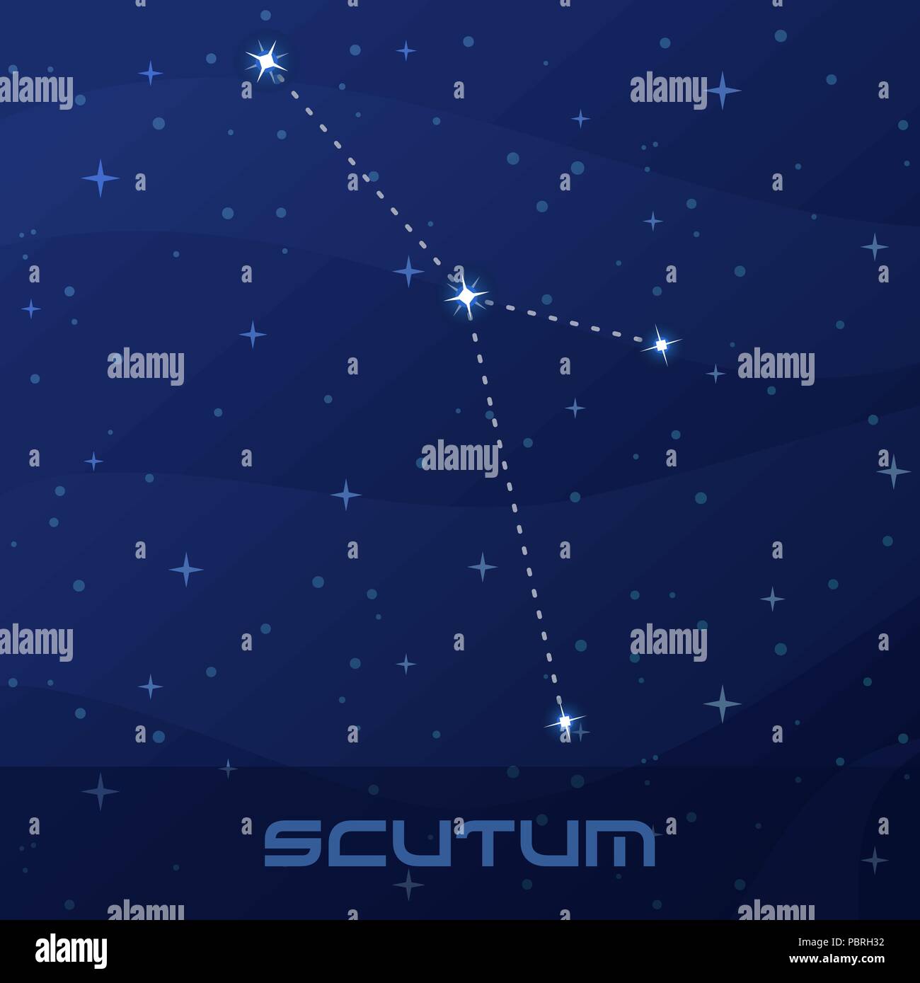 Sternbild Scutum, Schild, Night Star Sky Stock Vektor