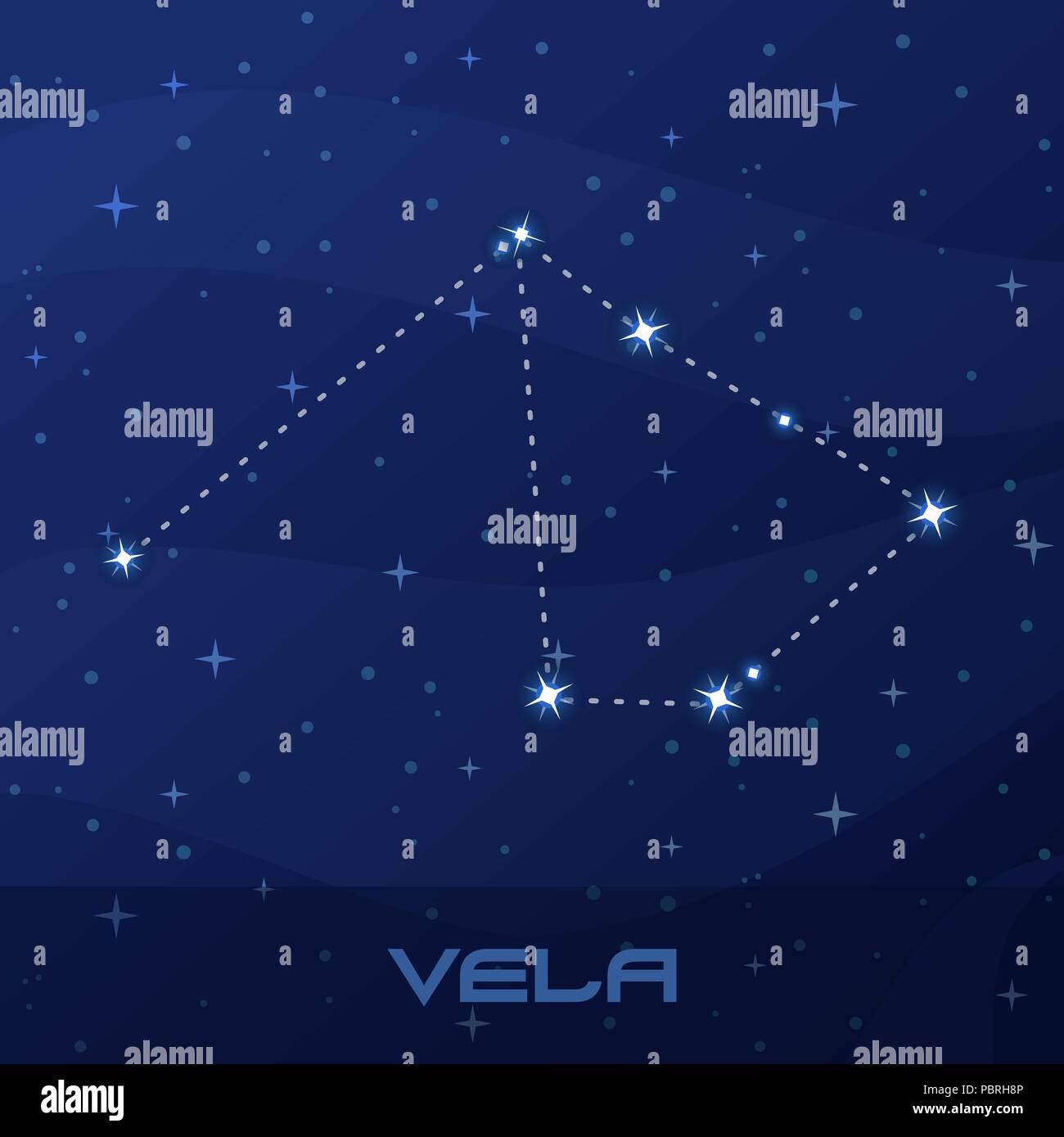 Sternbild Vela, Segel, Night Star Sky Stock Vektor