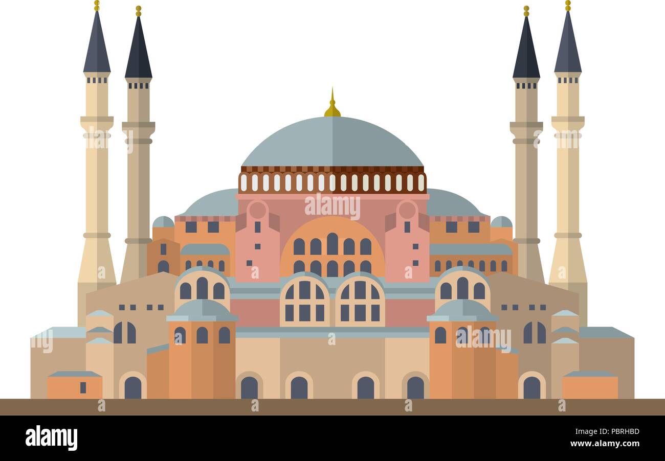 Flache Bauweise isoliert Vektor Icon der Hagia Sophia Moschee, Kirche und Museum in Istanbul, Türkei Stock Vektor