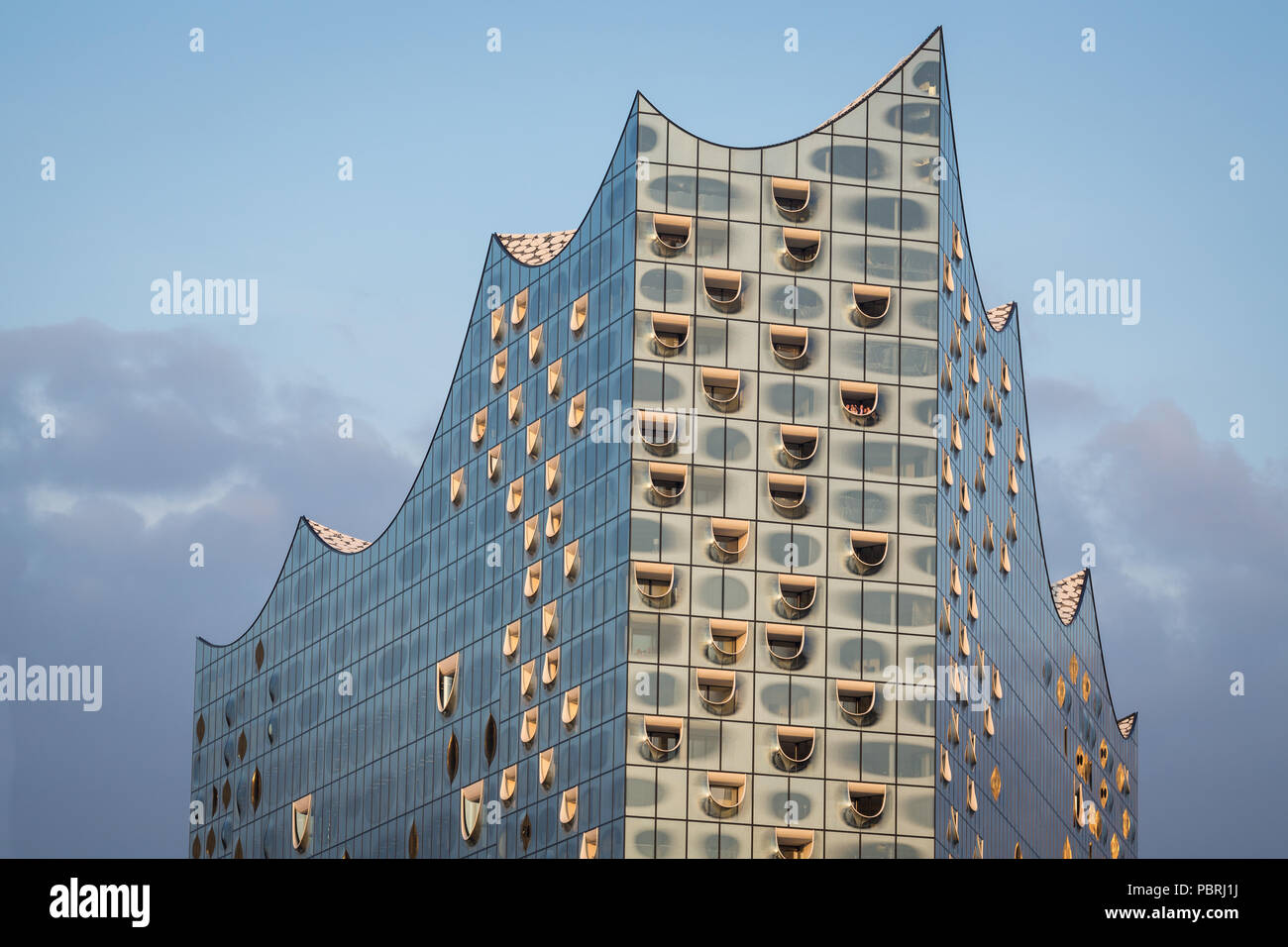 Elbphilharmonie, Elphie, Vorderansicht, Detail, Hafen, Hamburg Stockfoto