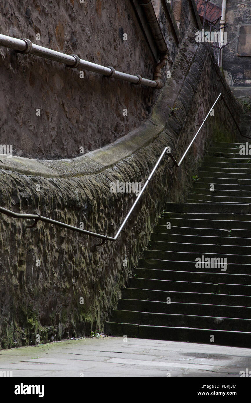 Alte Steintreppe, Edinburgh, Schottland Stockfoto