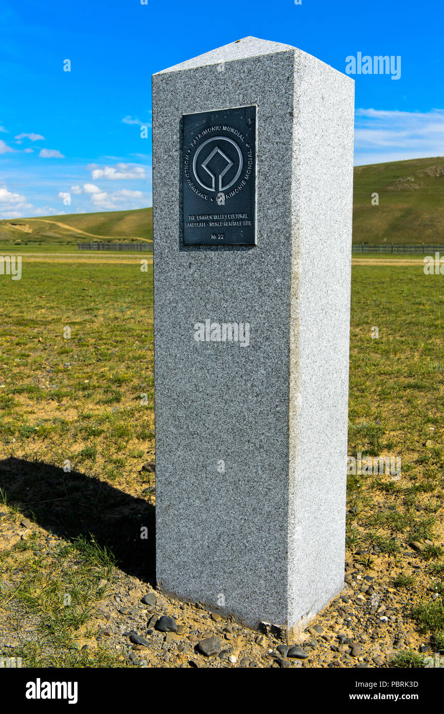 Wahrzeichen, UNESCO-Weltkulturerbe. Kulturelle Landschaft, Orchon Tals, Charchorin, Provinz Öwörchangai, Mongolei Stockfoto