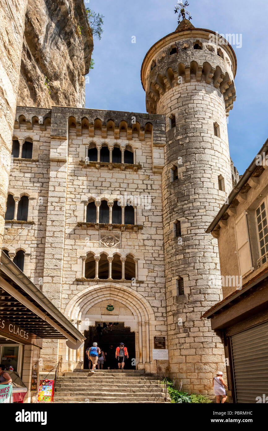 Palast der Bischöfe von Tüll, Wallfahrtsort Rocamadour, Departement Lot, Royal, Frankreich, Europa Stockfoto