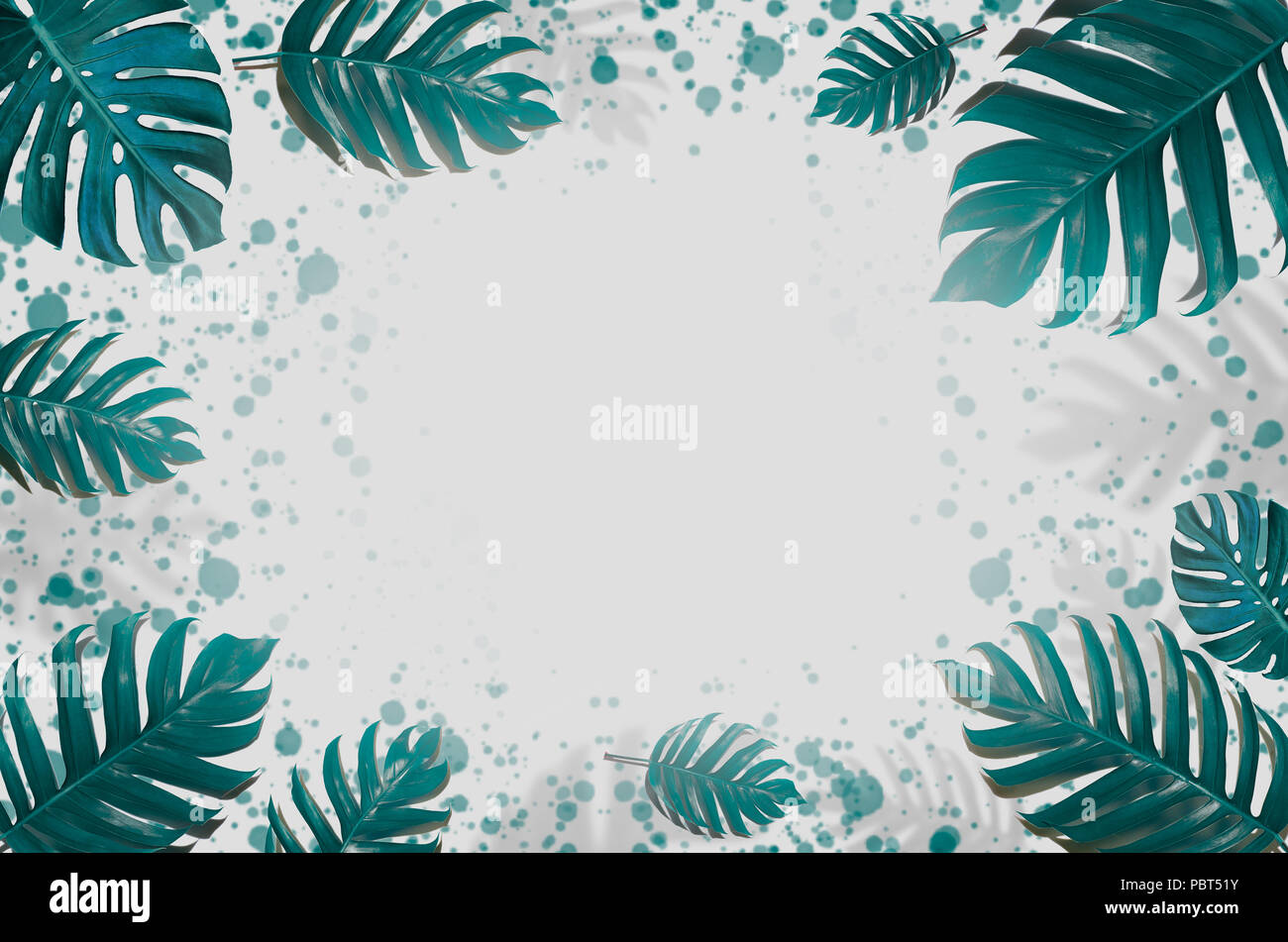 Concept Art minimalen Hintergrund Design lässt Monster blauen Tropischen und Blätter in lebendigen bold Gradient trendy Sommer tropische Blätter Design Stockfoto Concept Art minimalen Hintergrund Design lässt Monster blauen Tropischen und Blätter in lebendigen bold Gradient trendy Sommer tropische Blätter Design Stockfoto
