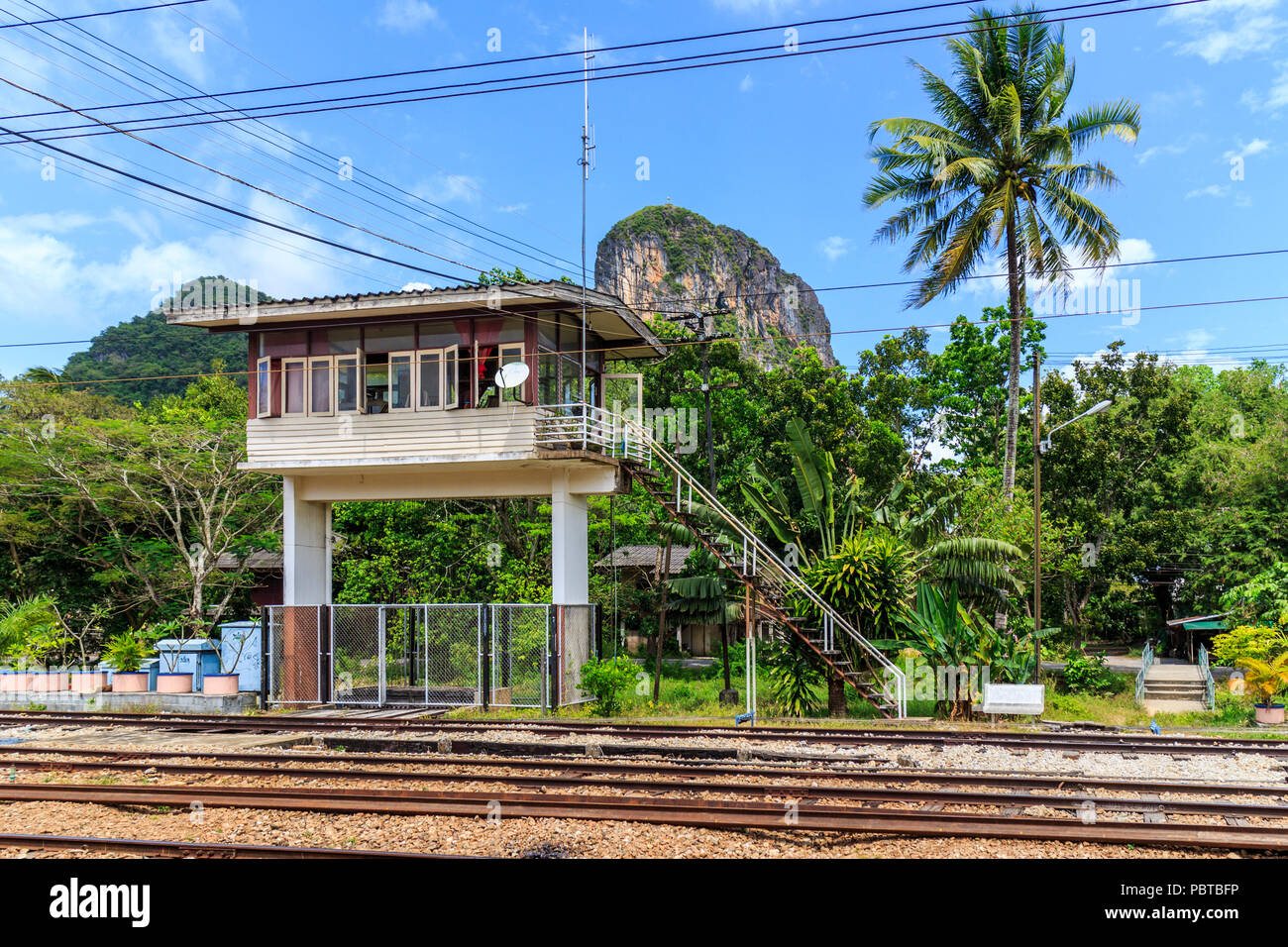 Eisenbahn Stellwerk, Phattalung, Thailand Stockfoto