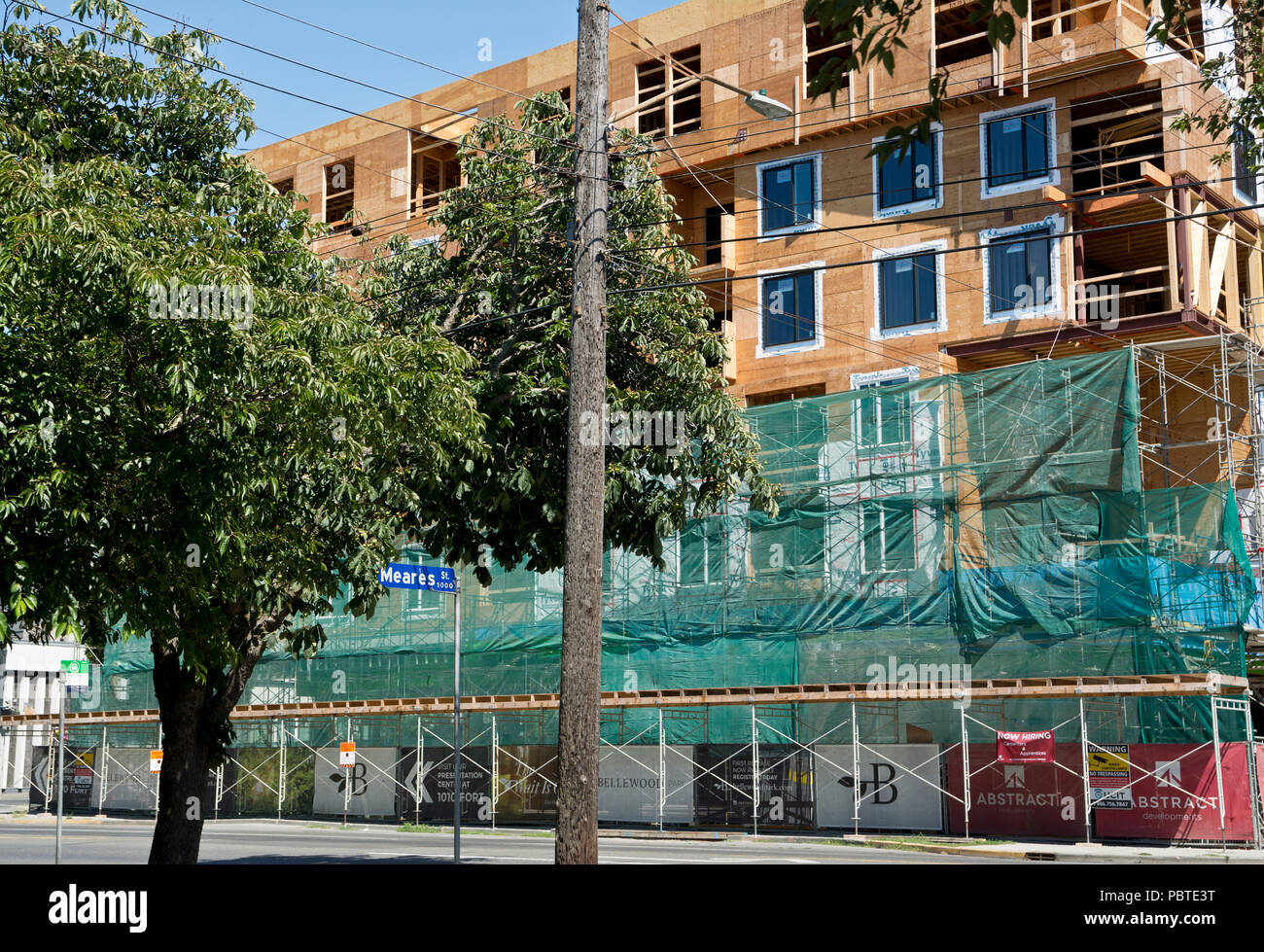 Eigentumswohnung Entwicklung in Victoria, BC, Kanada. Apartments Wohnungen im Bau. Stockfoto