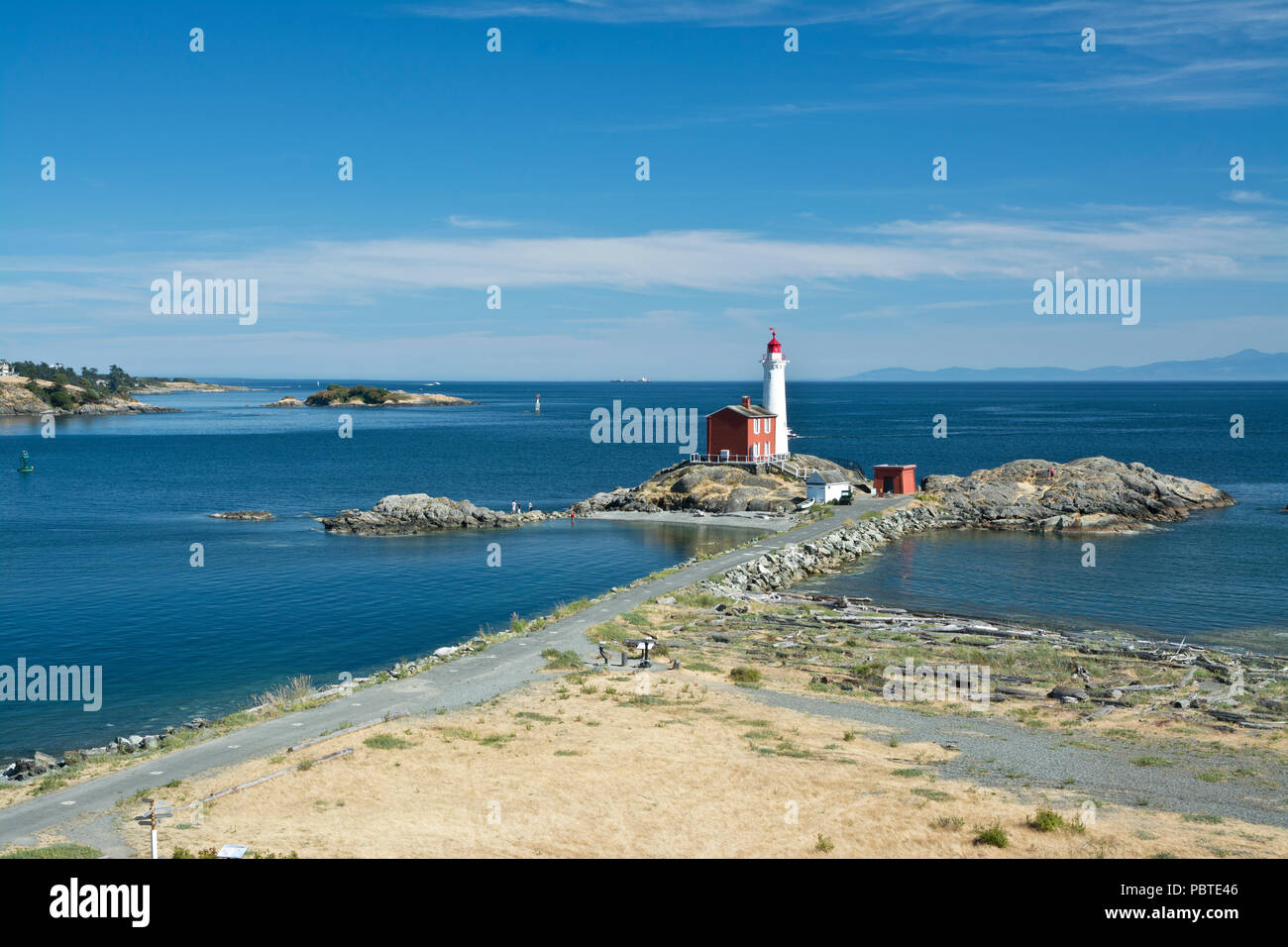 Fisgard Lighthouse in Colwood, British Columbia, Kanada. In der Nähe von Victoria BC. Kanadas Westküste. Stockfoto