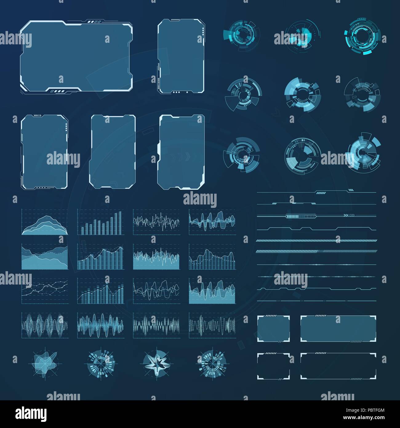 HUD-Elemente gesetzt. Grafik abstrakt futuristische hud Platten. Vektor Stock Vektor
