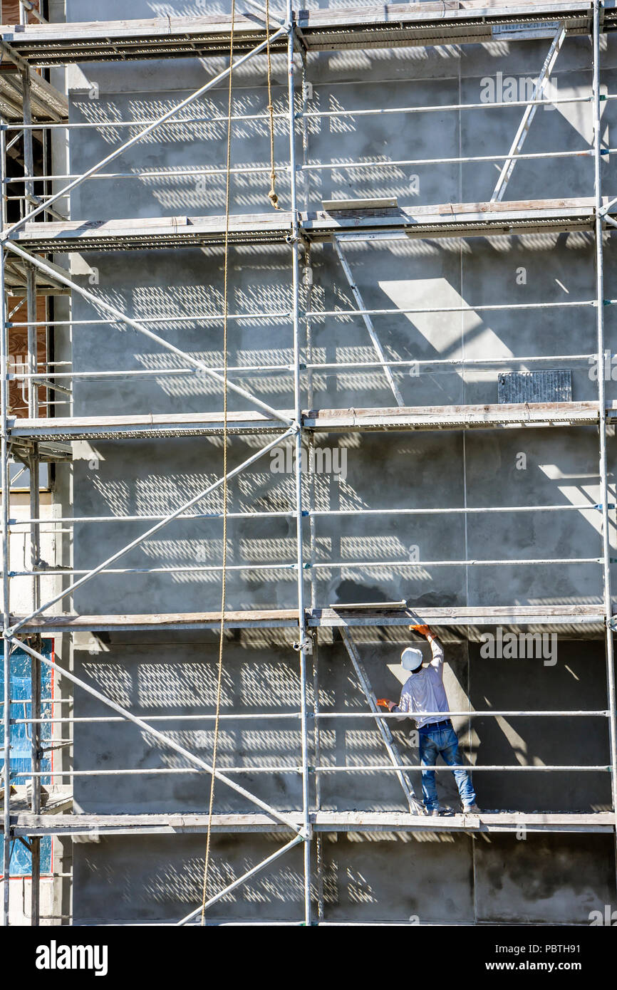 Miami Florida, Omni Center, Zentrum, unter Neubaustelle Baumeister, Gebäude, Gerüst, Metallgerüst, Arbeiter, Arbeiter, Arbeiter, Arbeiter, bauen, konstruieren Stockfoto