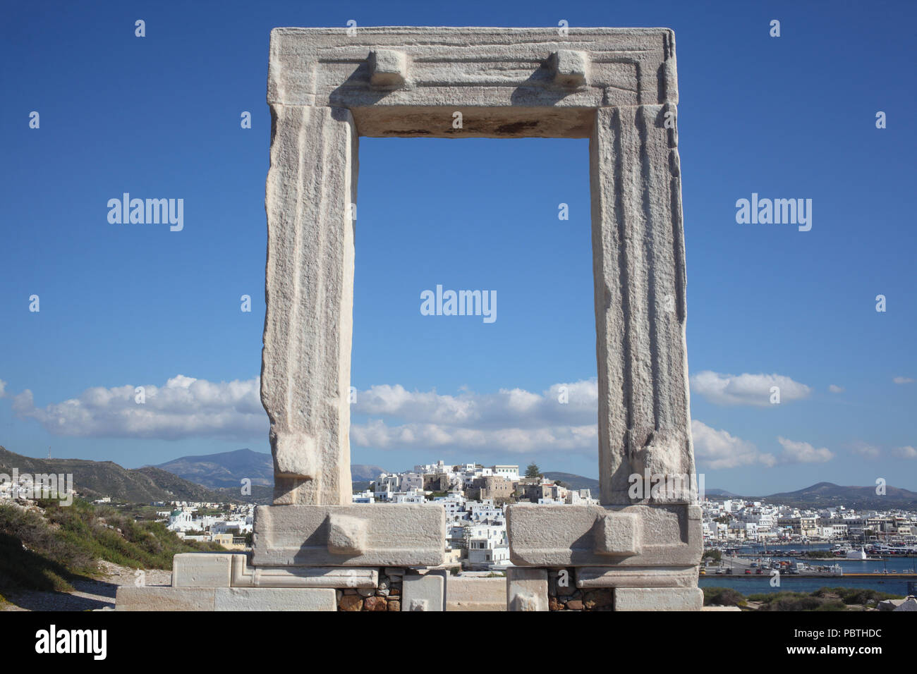 Portara von Apollo Tempel, Insel Naxos Stockfoto