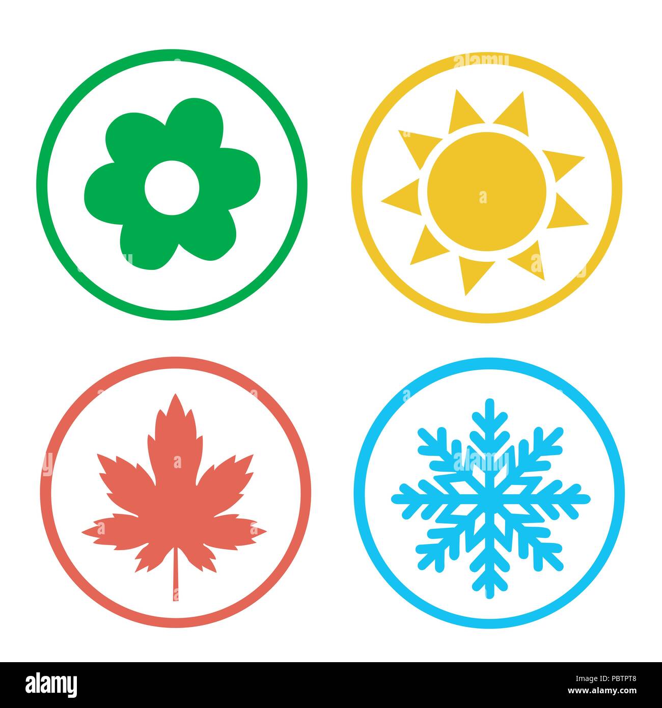 Vektor Einrichten von Jahreszeiten Symbole. Winter, Frühling, Sommer