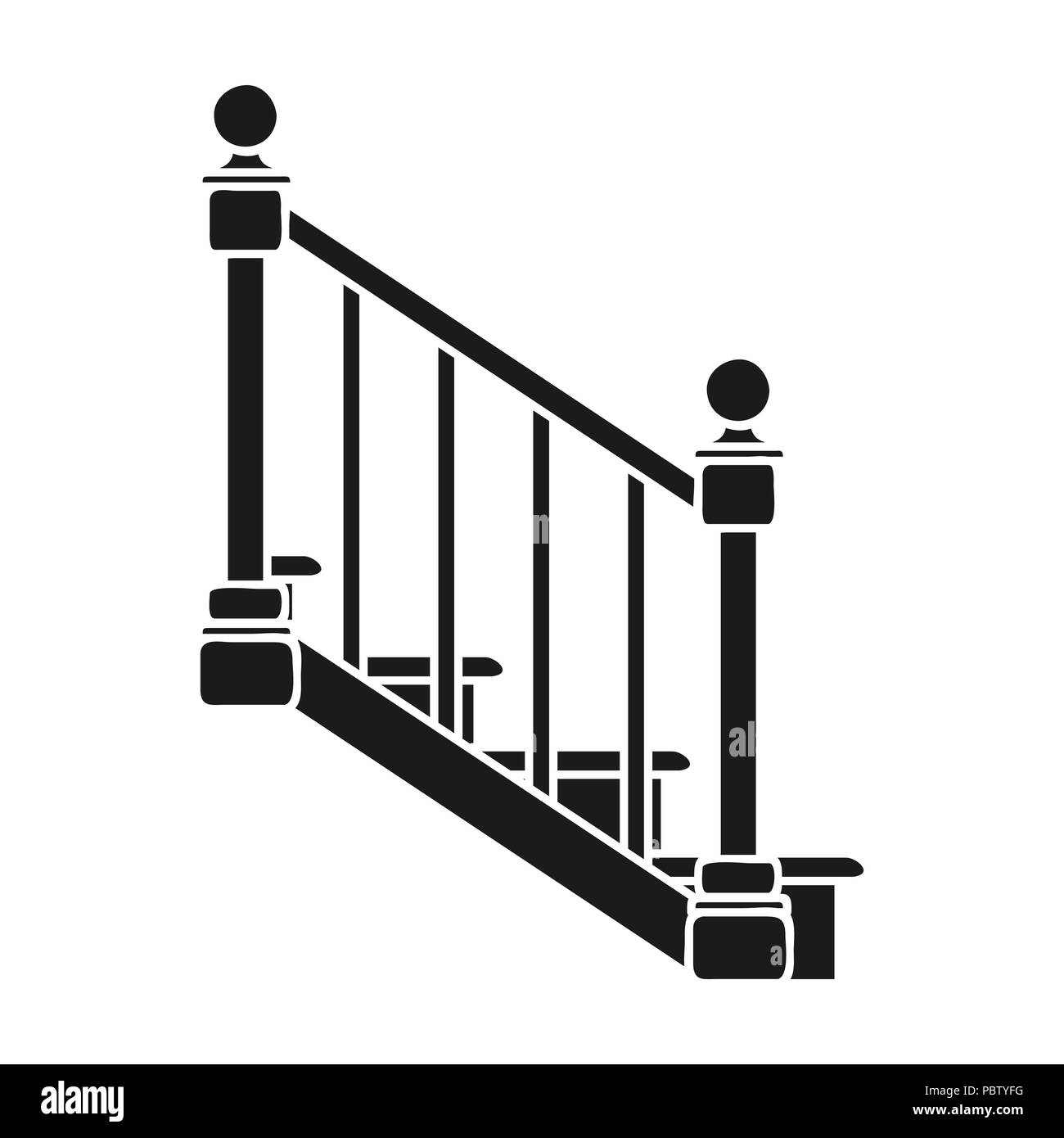 Treppen Symbol in schwarz auf weißem Hintergrund. Sägewerk und Holz symbol Vektor Illustration. Stock Vektor
