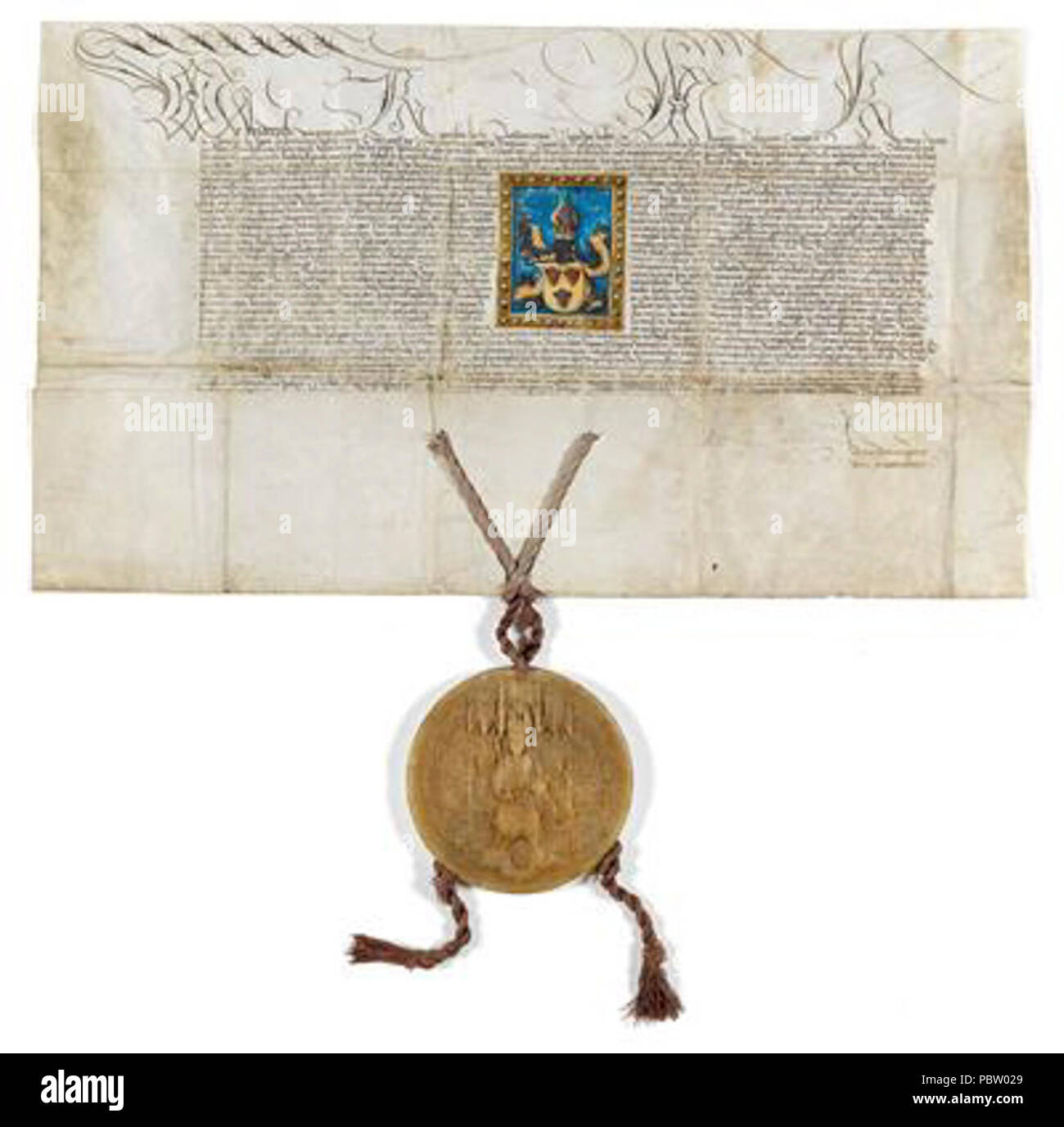 Pernwerth Adelsdiplom - 1465. Stockfoto