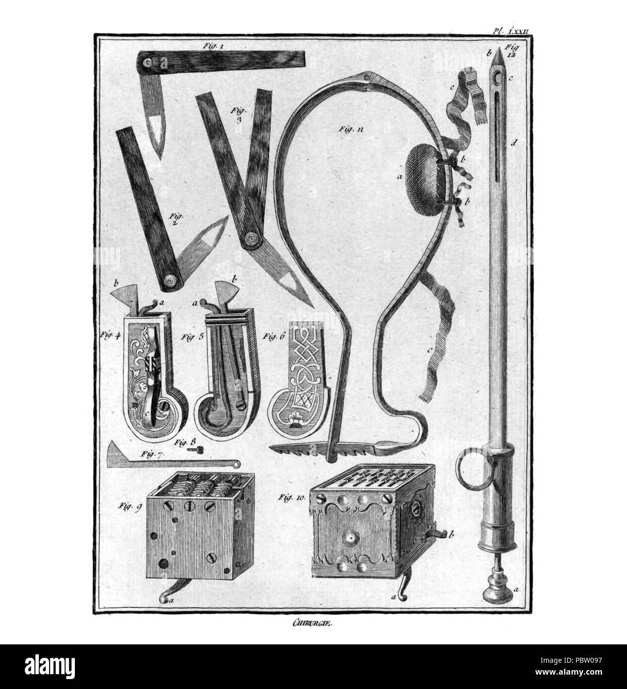 Aderlasswerkzeug 1798-99 ein. Stockfoto