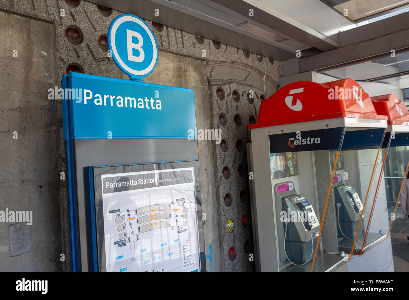 Haltestellenschild in Parramatta, Sydney, Australien Stockfoto