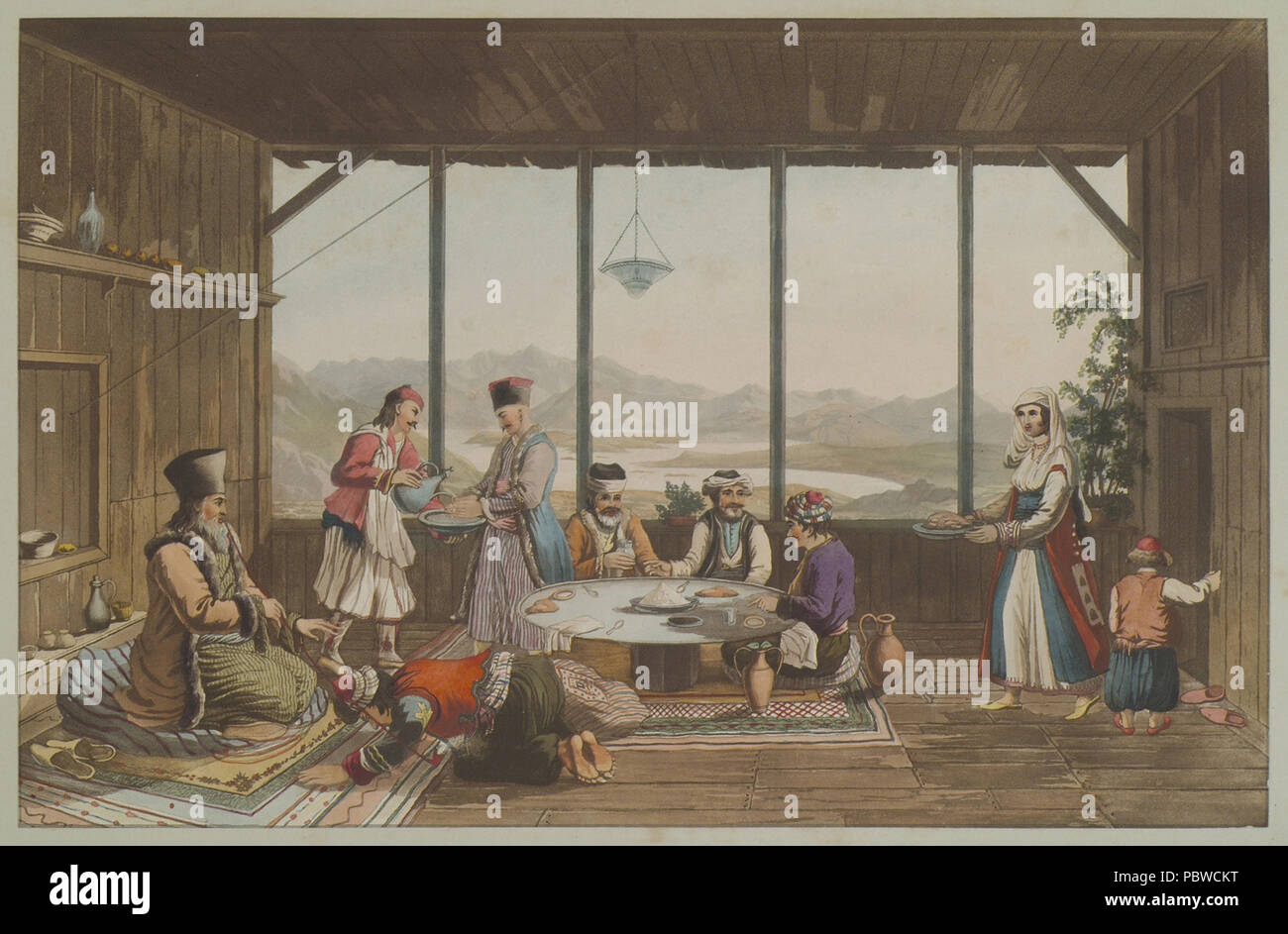 164 Abendessen im Crisso, in das Haus des Bischofs von Bavaria - Ingram Edward - 1819 Stockfoto