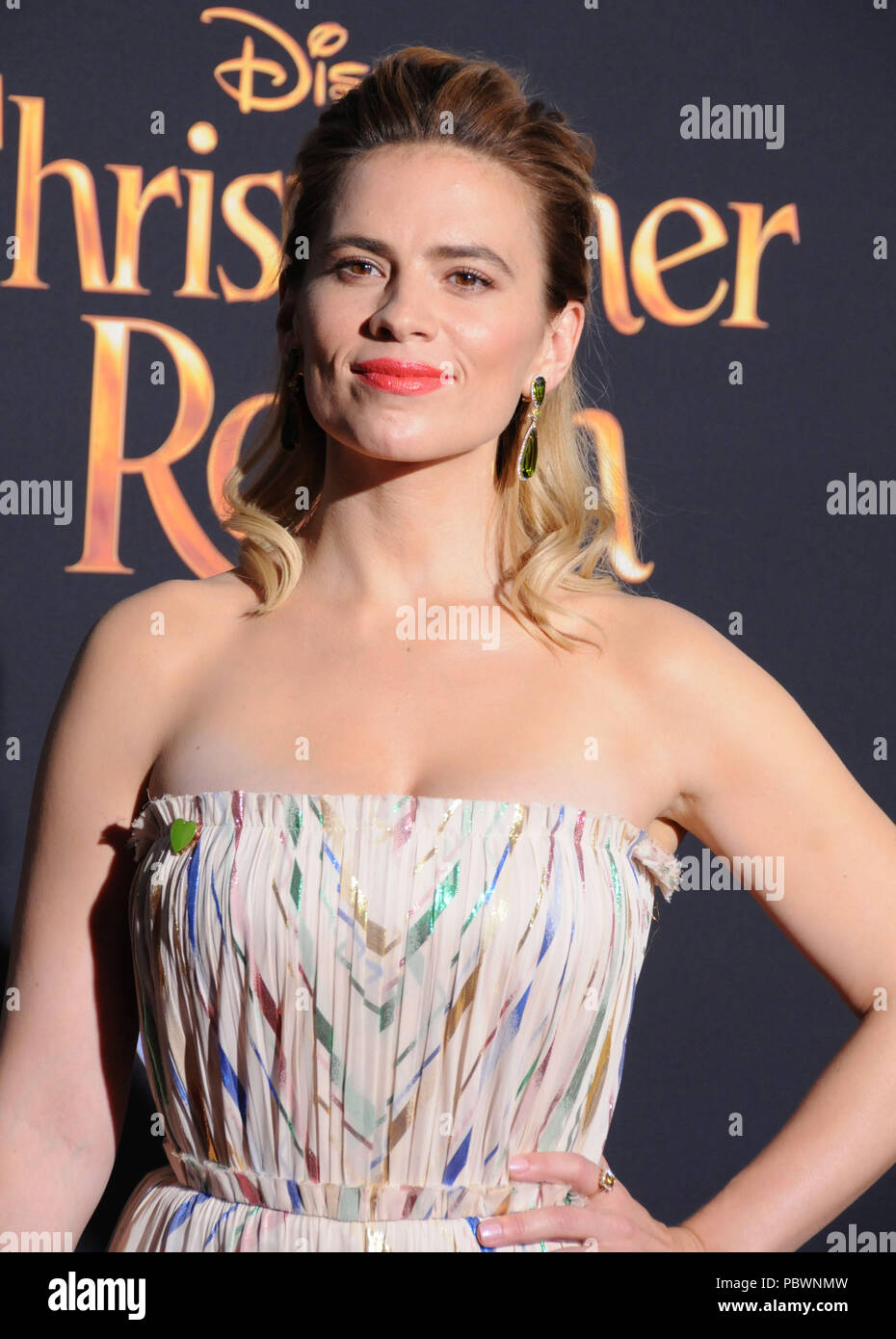 Burbank, Kalifornien, USA. 30. Juli 2018. Schauspielerin Hayley Atwell besucht die Weltpremiere von Disney's "Christopher Robin' am 30. Juli 2018 in den Walt Disney Studios Theater in Burbank, Kalifornien. Foto von Barry King/Alamy leben Nachrichten Stockfoto
