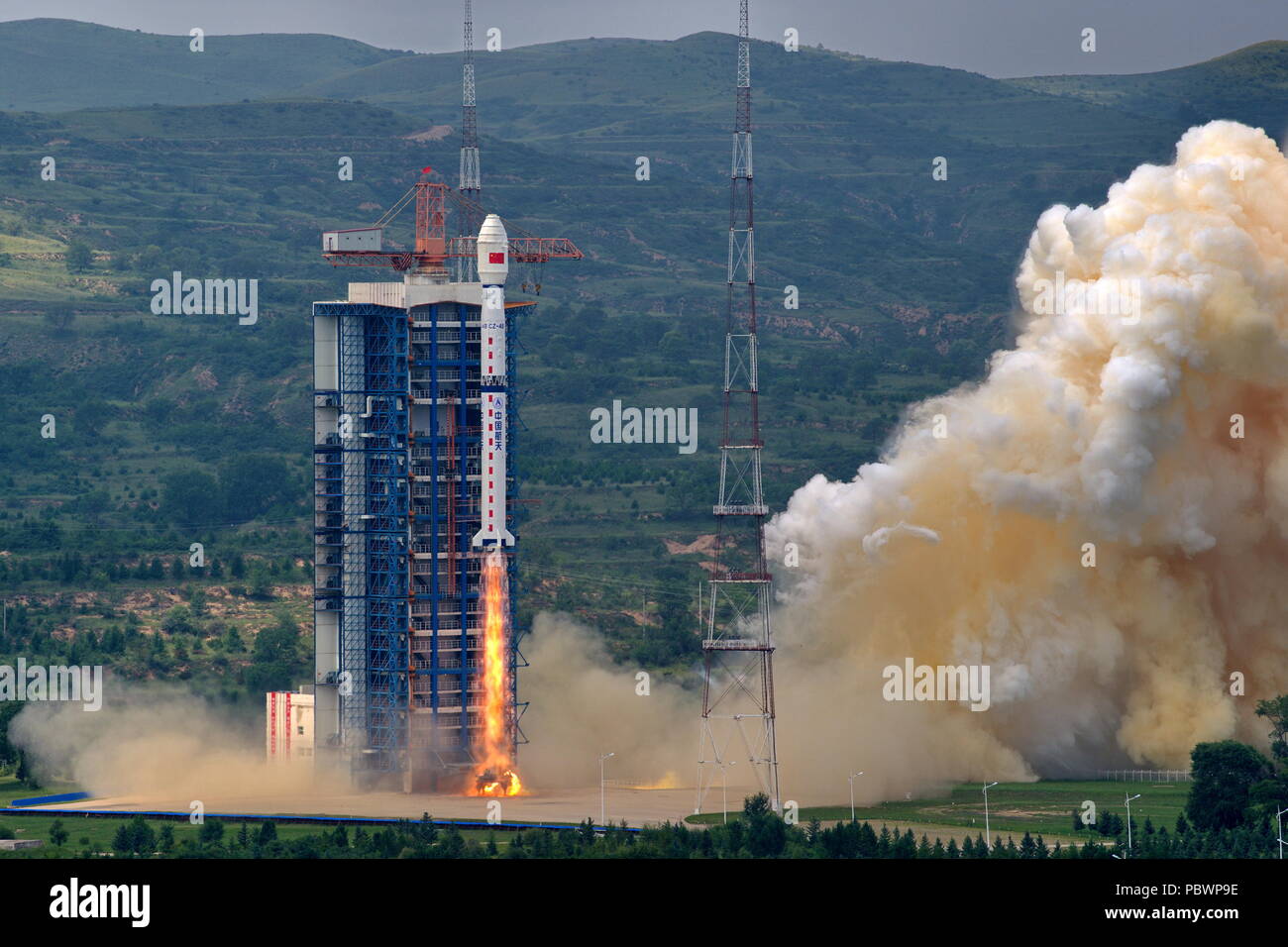 Taiyuan, Provinz Shanxi Chinas. Juli 31, 2018. China startet die Gaofen-11  Satelliten auf einen langen Marsch 4B Rakete vom Taiyuan Satellit Start  Center in Taiyuan, Hauptstadt der Provinz Shanxi im Norden Chinas,