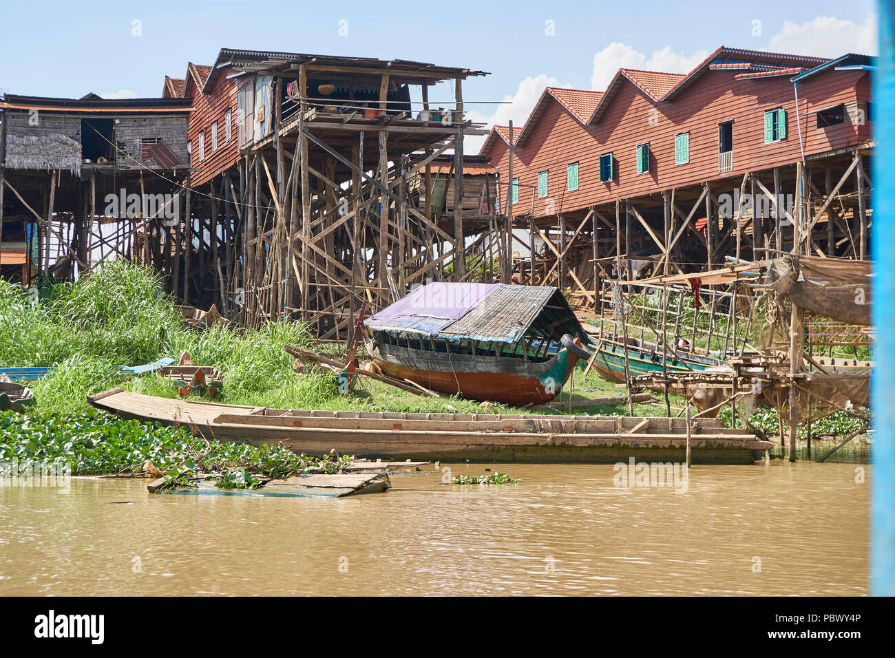 Pfahlbauten am Tonle Sap See in Kambodscha Stockfoto