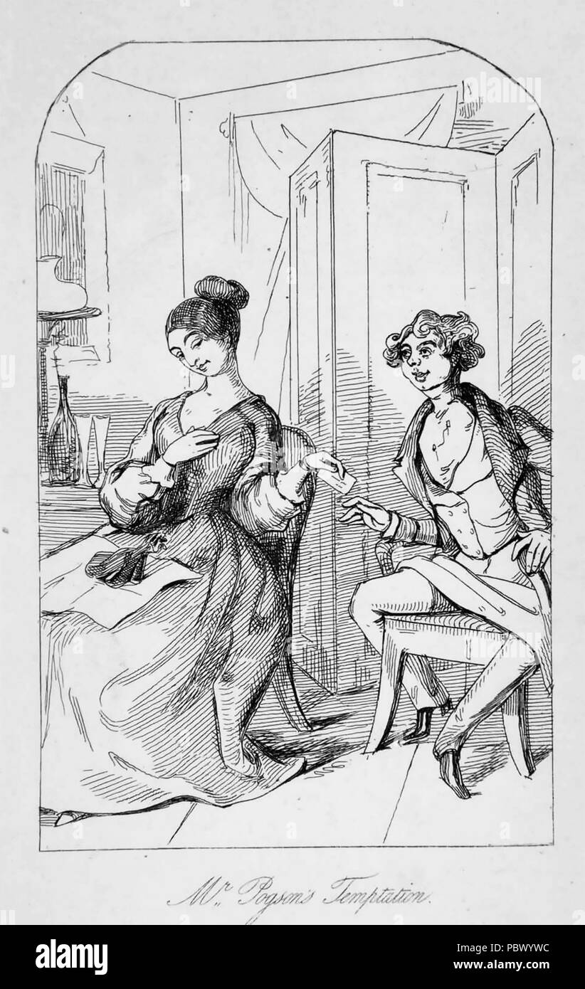 WILLIAM MAKEPEACE THACKERAY (1811-1863), englischer Schriftsteller. Eine Szene aus seinem 1840 Roman der Pariser Skizzenbuch zeigen Sam Pogson flirten Stockfoto
