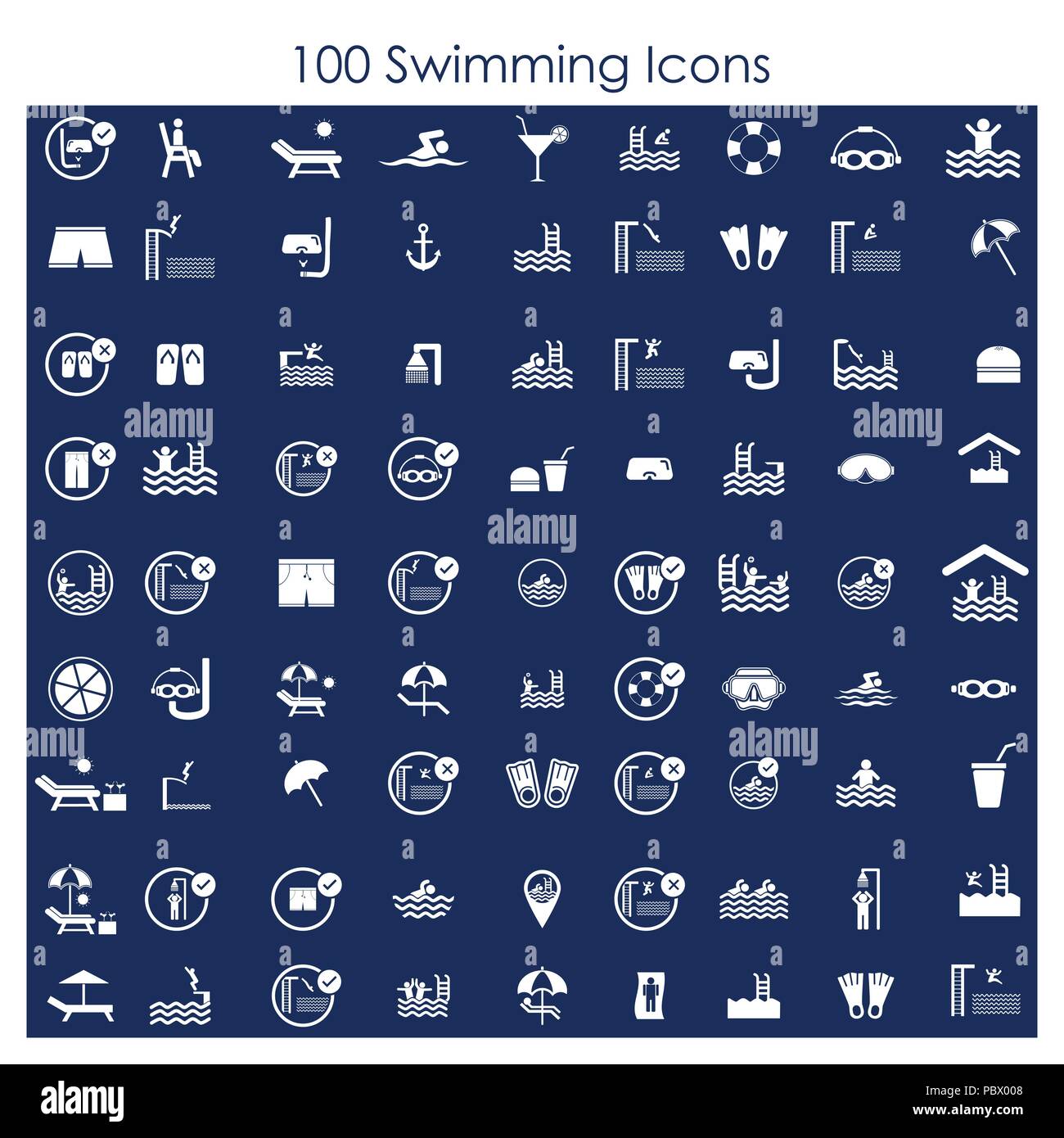 Schwimmbäder Icons Set Vector Stock Vektor