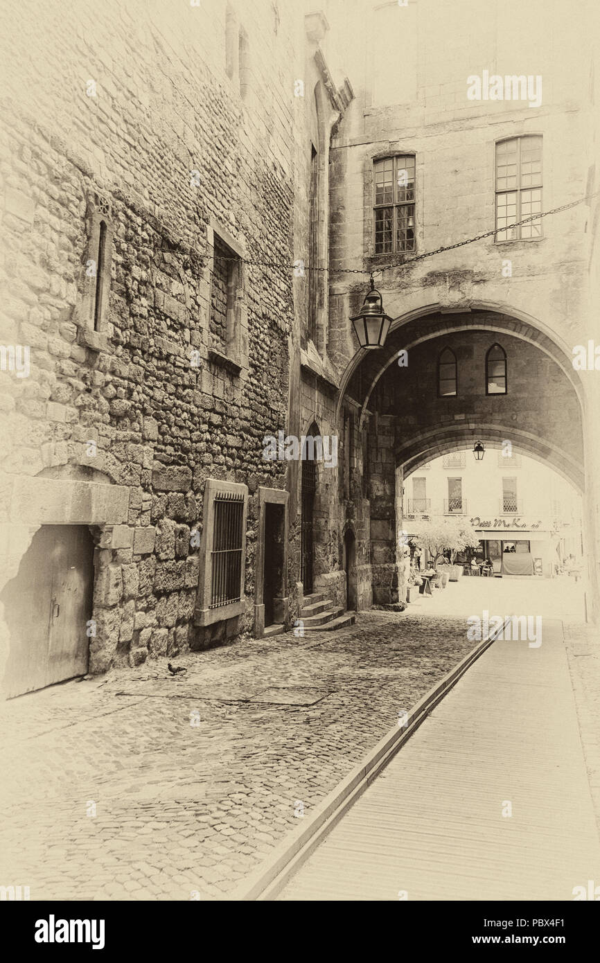 Narbonne, Occitanie Region, Frankreich. Teil der Altstadt. Stockfoto