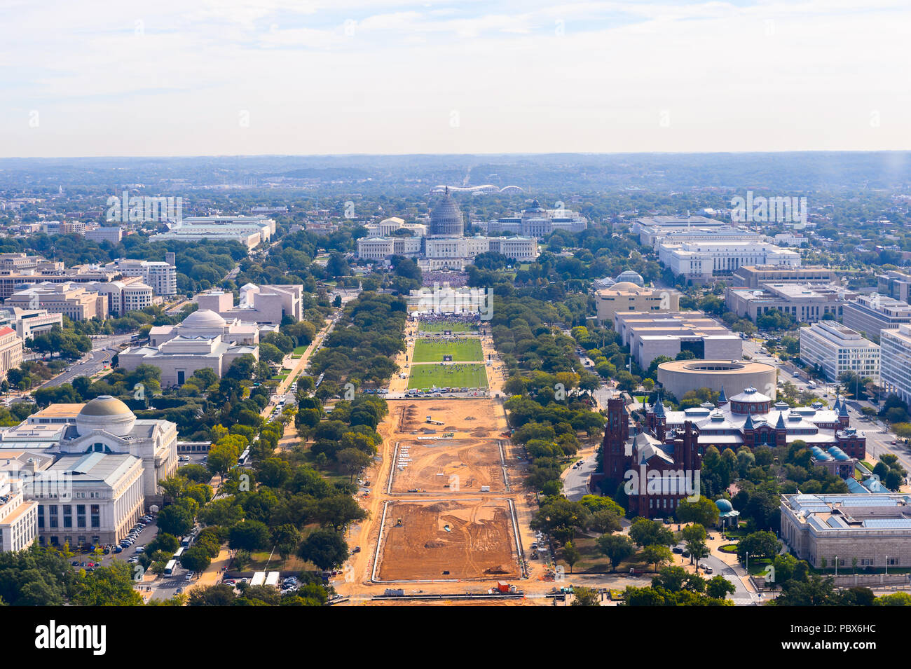 Antenne dem Königinnentag Blick vom Washington Monument, ein Obelisk auf der National Mall in Washington D.C. U.S. National Register der Historischen Stätten Stockfoto