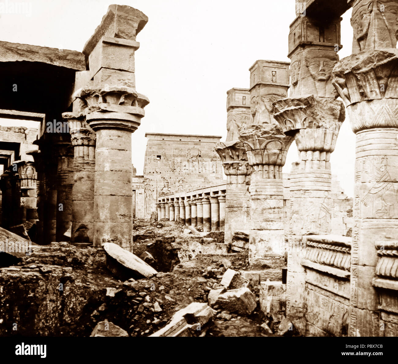 Tempel der Isis, Philae, Ägypten, Viktorianischen Periode Stockfoto