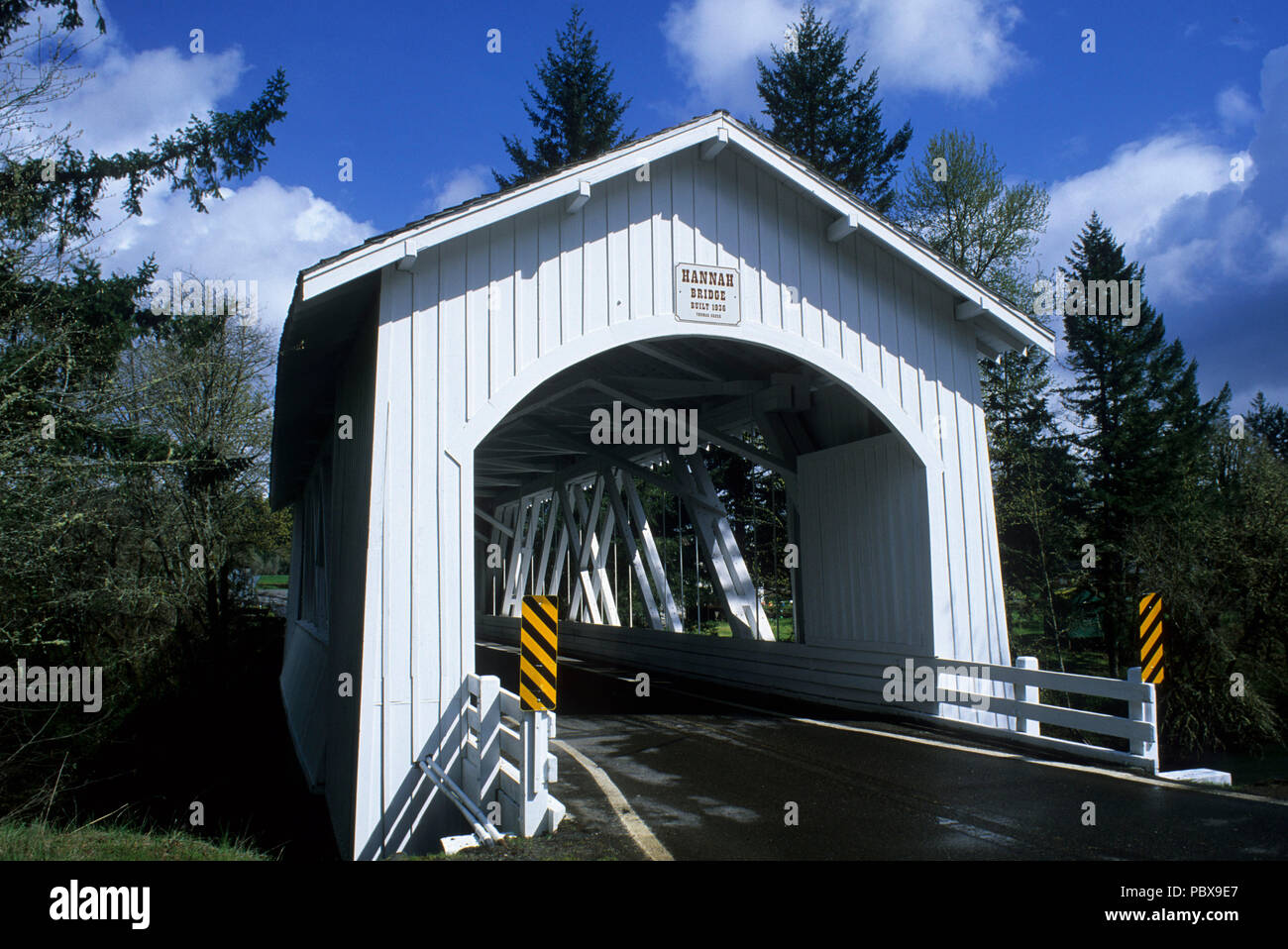 Hannah Covered Bridge, Brücke Tour, Linn County, Oregon Stockfoto