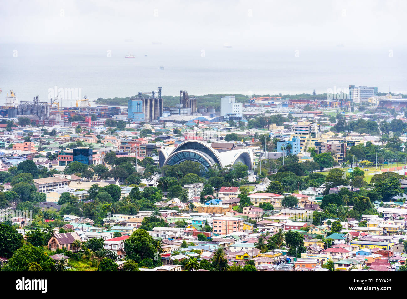 Stadt der Hafen von Spanien, Port-of-Spain, die Hauptstadt der Republik Trinidad und Tobago Stockfoto