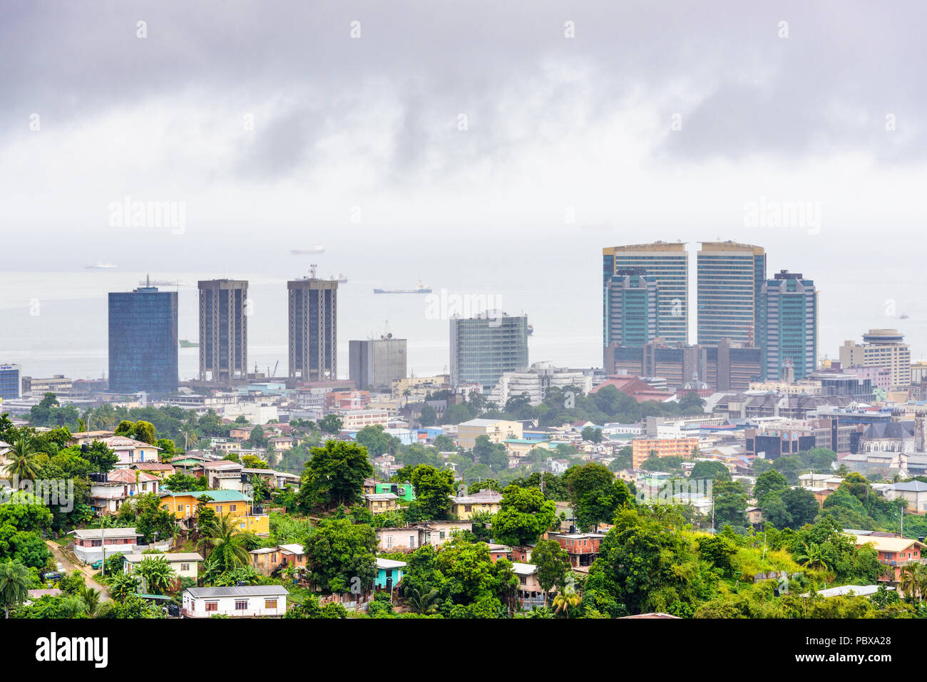 Stadt der Hafen von Spanien, Port-of-Spain, die Hauptstadt der Republik Trinidad und Tobago Stockfoto
