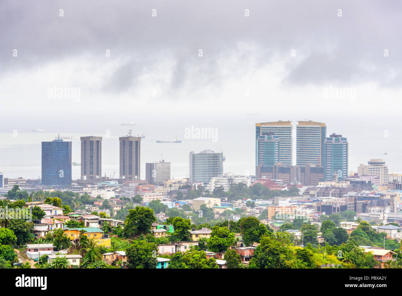 Stadt der Hafen von Spanien, Port-of-Spain, die Hauptstadt der Republik Trinidad und Tobago Stockfoto