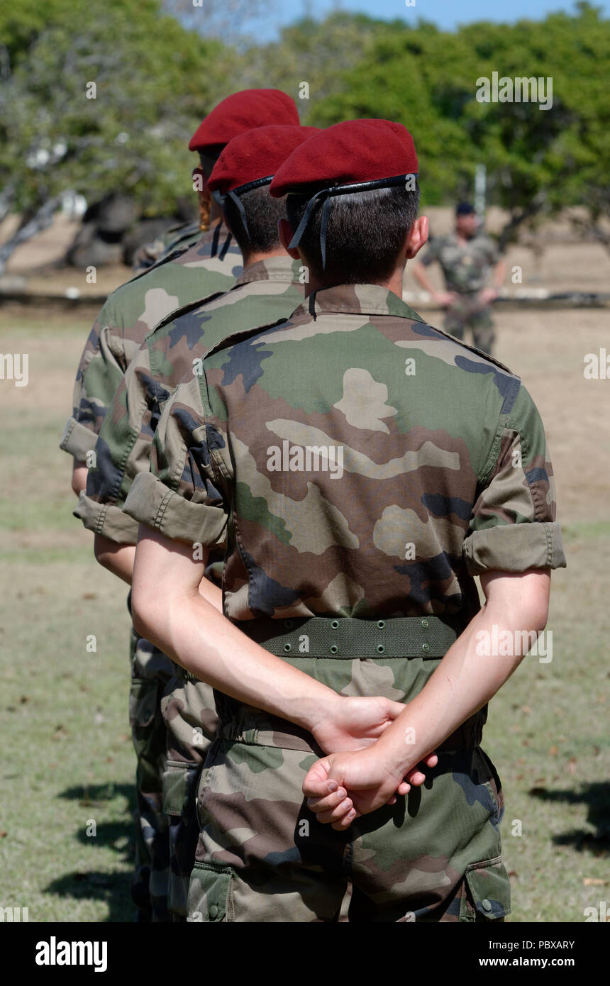 Französische fallschirmjäger an der Parade ausgerichtet Stockfoto