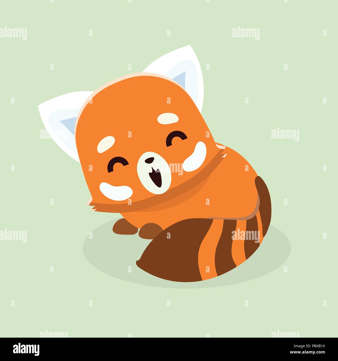 Vector Illustration des Roten Panda Cartoon Stil in Pastelltönen Hintergrund. Stock Vektor