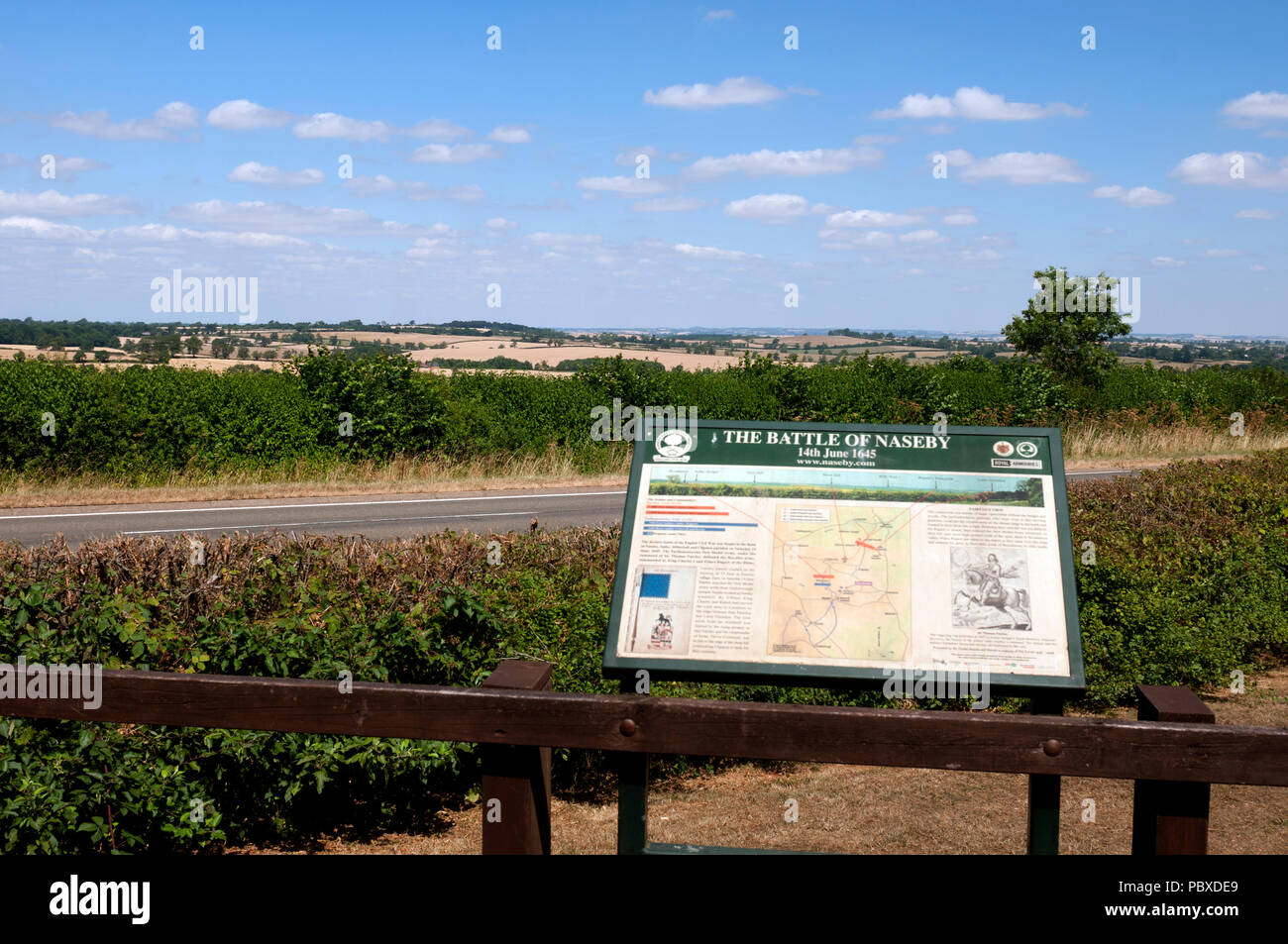 Fairfax Standpunkt, der Schlacht von Naseby Website, Northamptonshire, England, Großbritannien Stockfoto