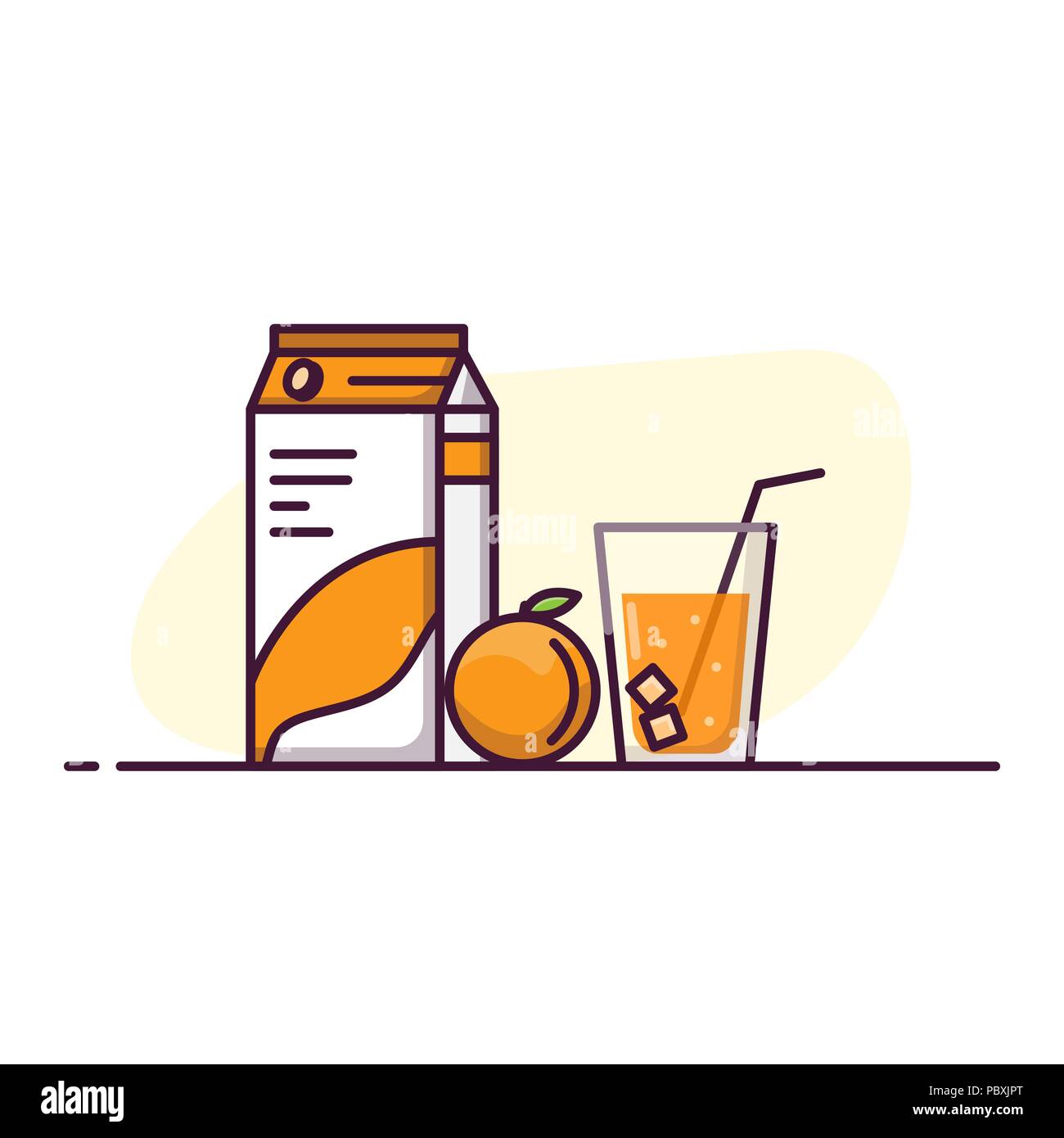 Orangensaft Glas und Pack Stock Vektor