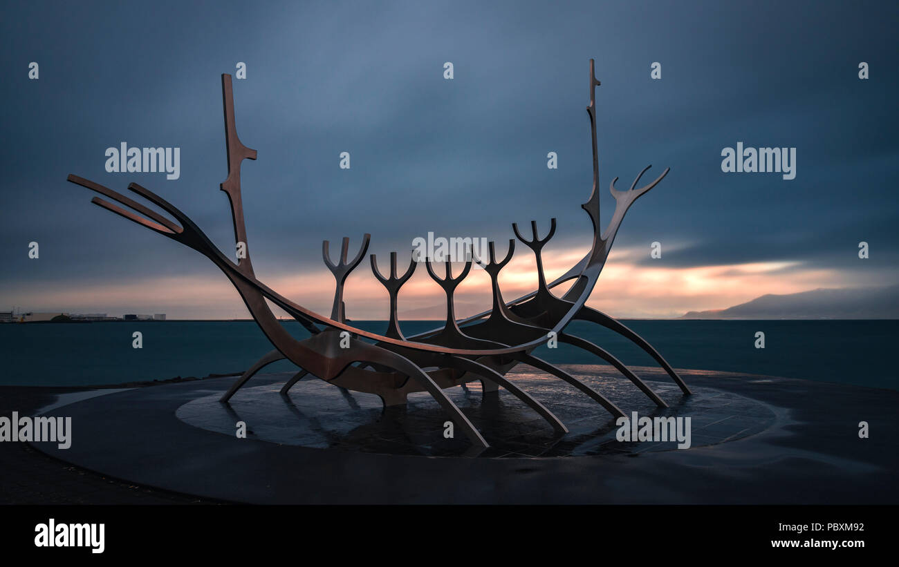 Solfar Viking Skulptur, Reykjavik, Island, Europa Stockfoto