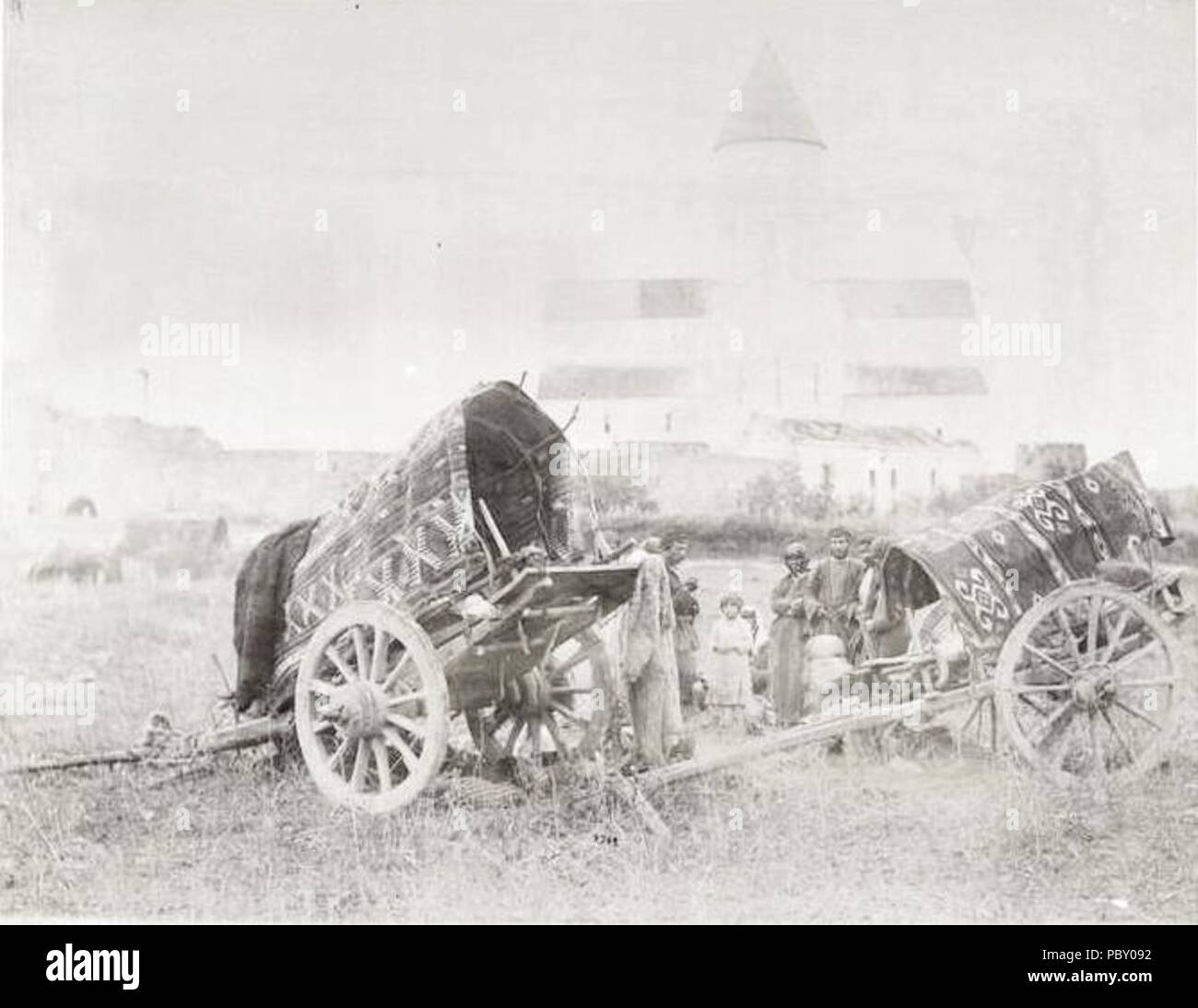 241 georgischen Ochsenkarren für die Abfahrt der Wallfahrt (A) Stockfoto