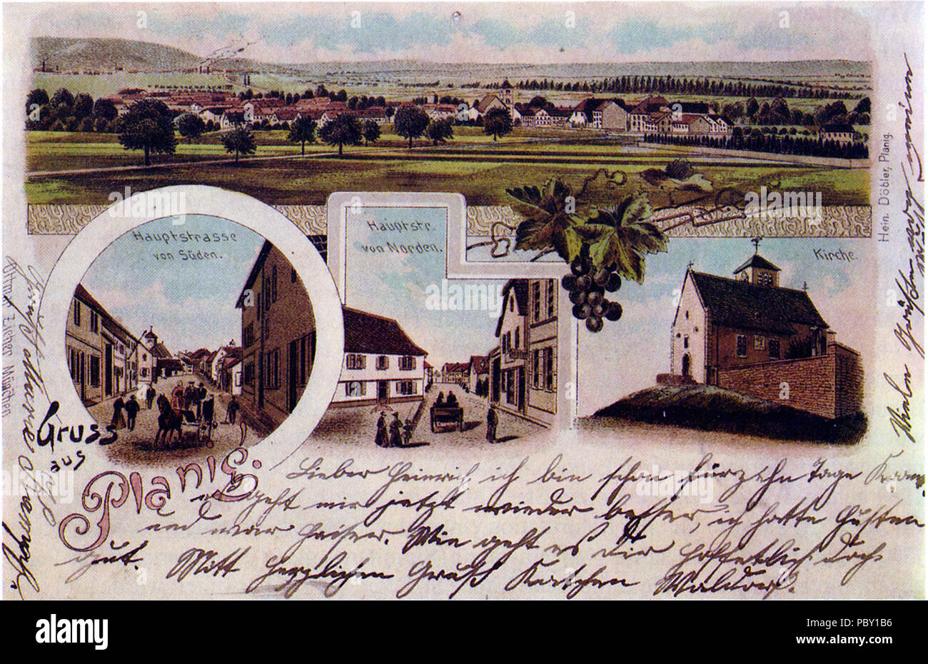 256 Gruss aus Planig 1899 Stockfoto