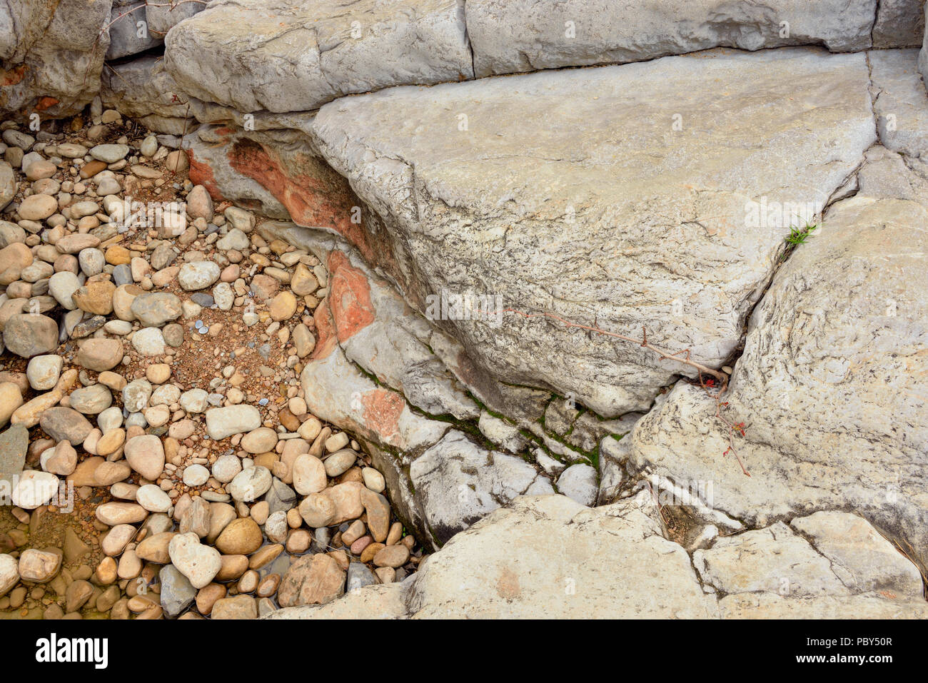 Felsen formationen in der Nähe des Pedernales River, Pedernales Falls State Park, Texas, USA Stockfoto