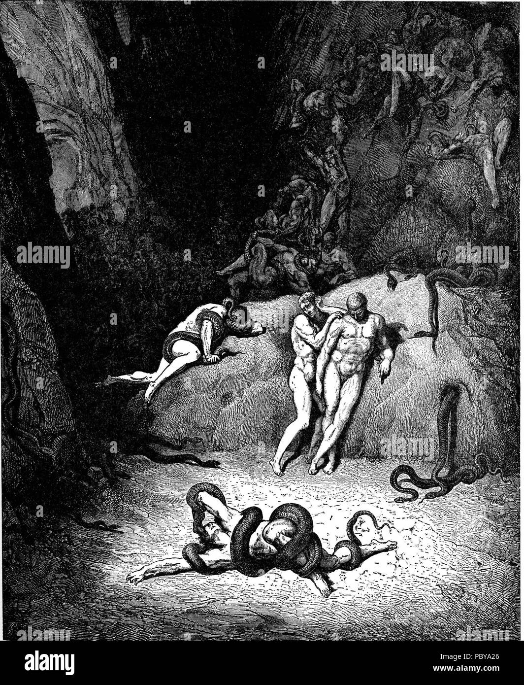 174 DVinfernoAgnelloChangingIntoSerpent m Stockfoto