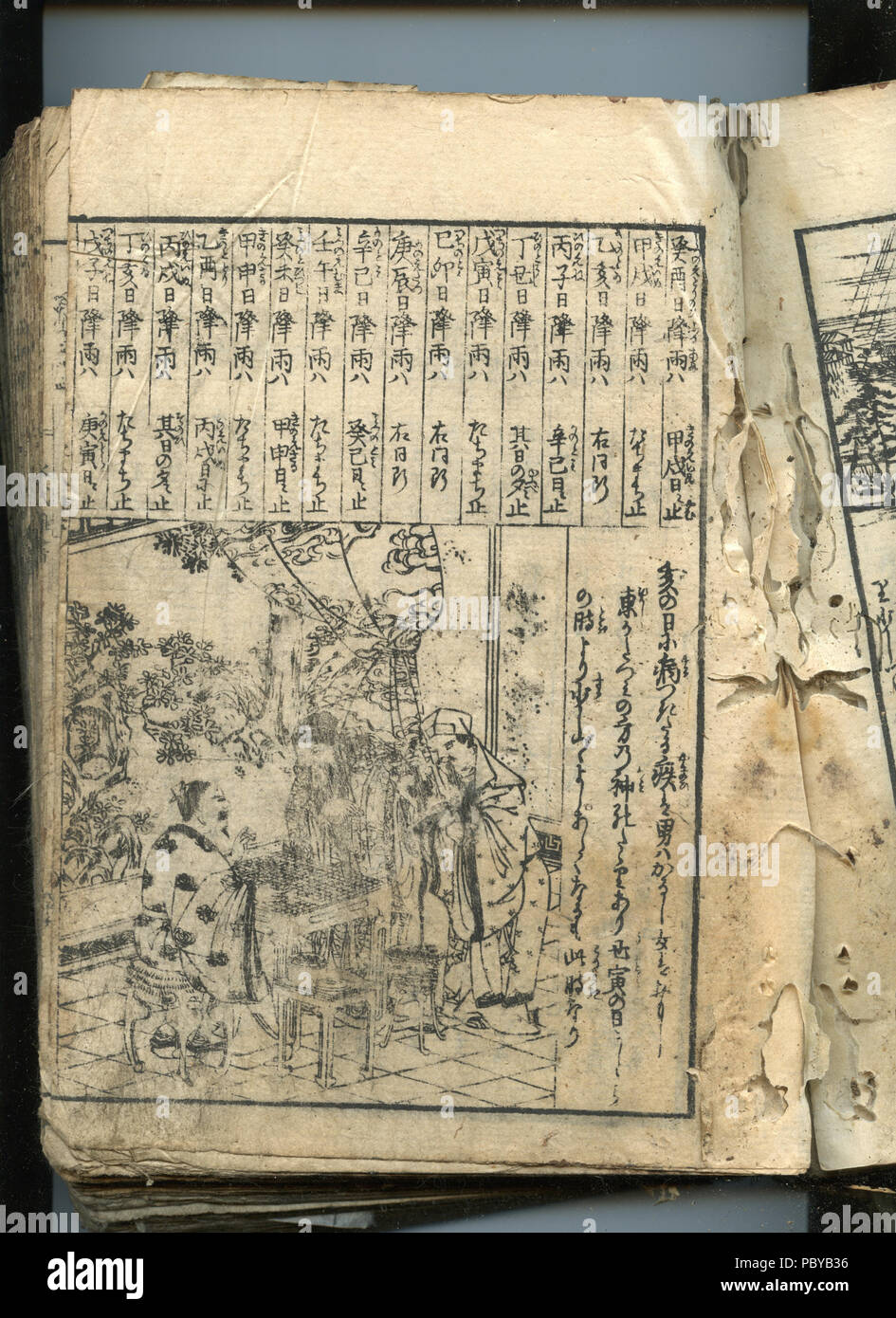 178 Edo. Japan. Enzyklopädie. Holzschnitt. drucken. Buch. weiqi. Chinesisch. Spieler. Test. scan., 01. Stockfoto