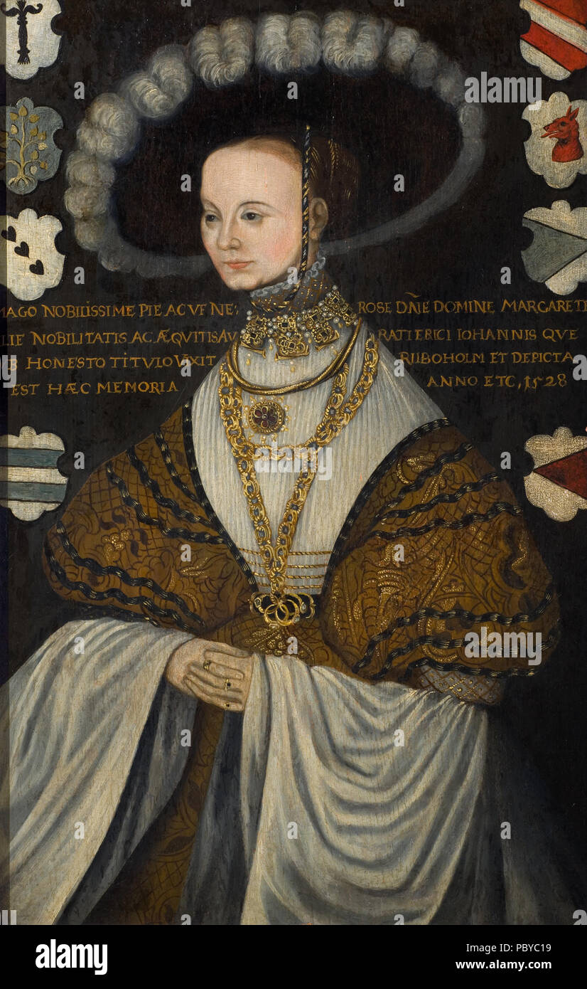 Okänd svensk. Kopia efter Mäster Hillebrandt. Tillskriven: Margareta Eriksdotter, Gustav Vasas syster. NM 4709 36 Margareta Eriksdotter, Schwester von Gustav Vasa - Nationalmuseum - 21759 Stockfoto